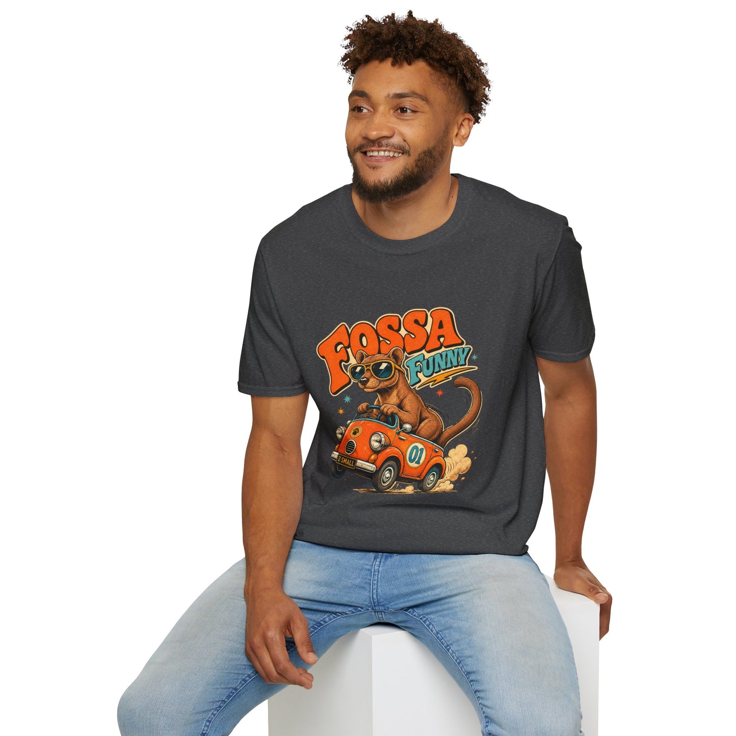 Fossa Funny Graphic T-Shirt — Cute Fossa Driving Vintage Design