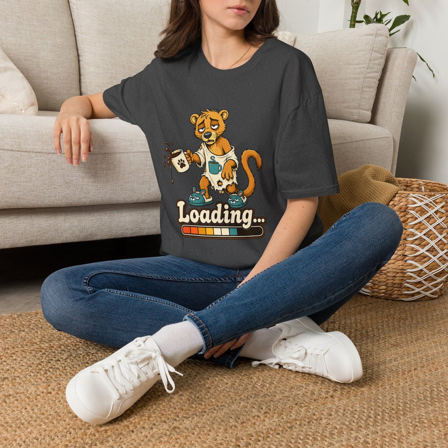 Coffee Powered Fossa T-Shirt — Funny Loading Animal Graphic Tee