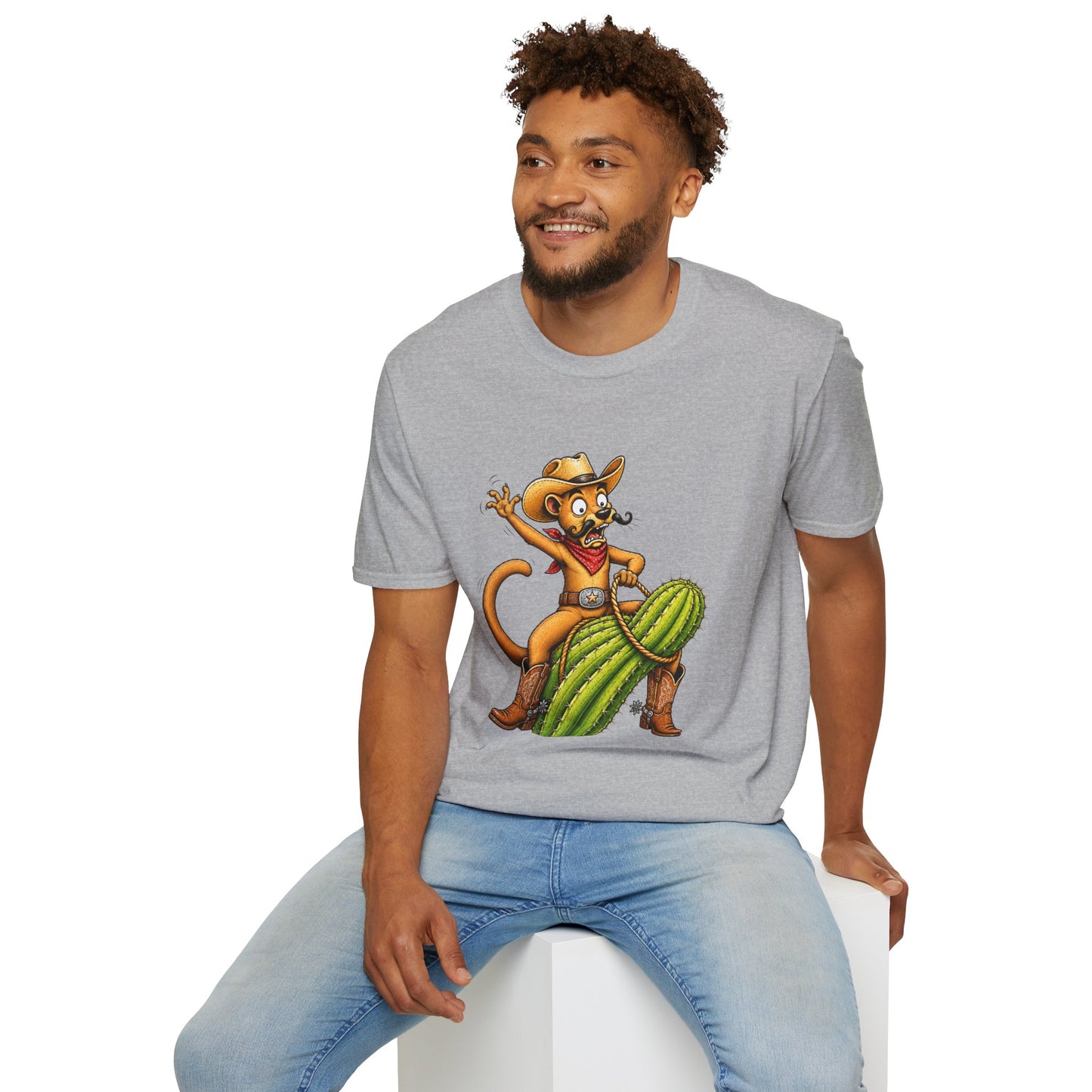Fossa Cowboy T-Shirt — Funny Western Fossa Riding Cactus Tee
