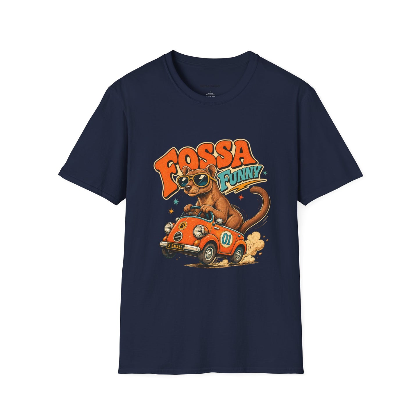 Fossa Funny Graphic T-Shirt — Cute Fossa Driving Vintage Design