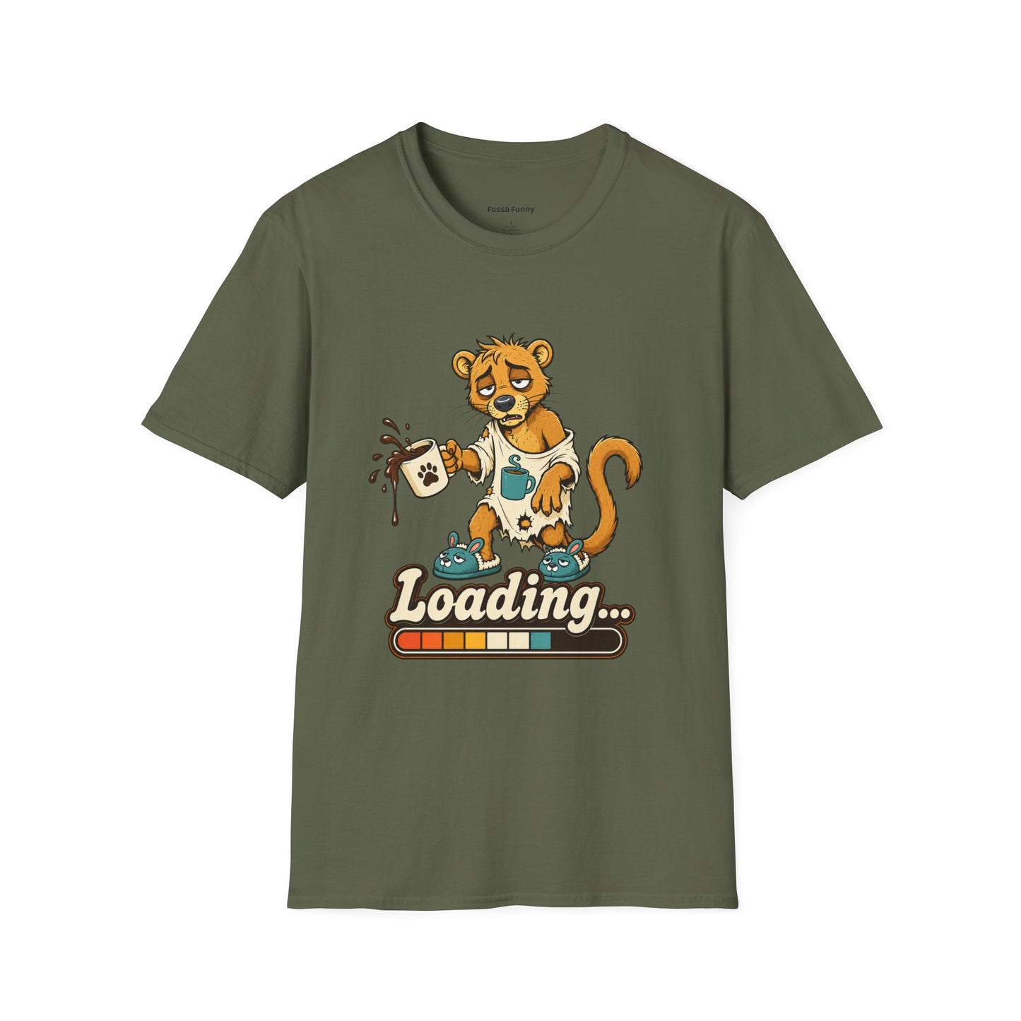 Coffee Powered Fossa T-Shirt — Funny Loading Animal Graphic Tee