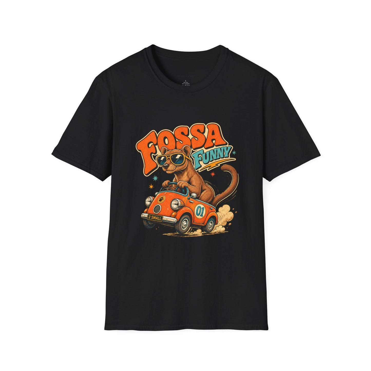 Fossa Funny Graphic T-Shirt — Cute Fossa Driving Vintage Design