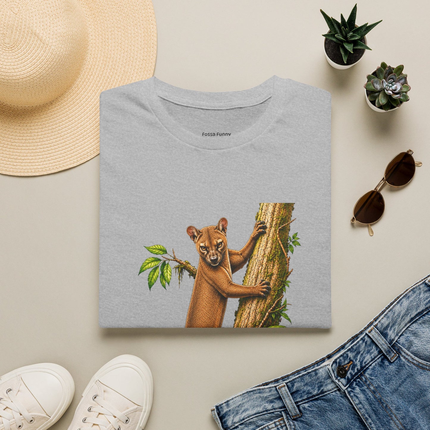 Climbing Fossa T-Shirt — Cute Madagascar Wildlife Graphic Tee