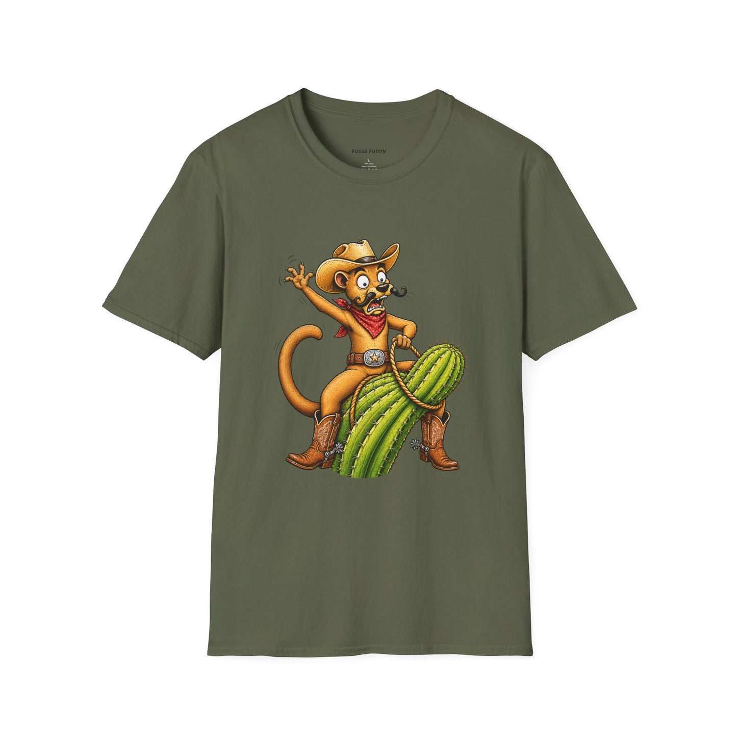 Fossa Cowboy T-Shirt — Funny Western Fossa Riding Cactus Tee
