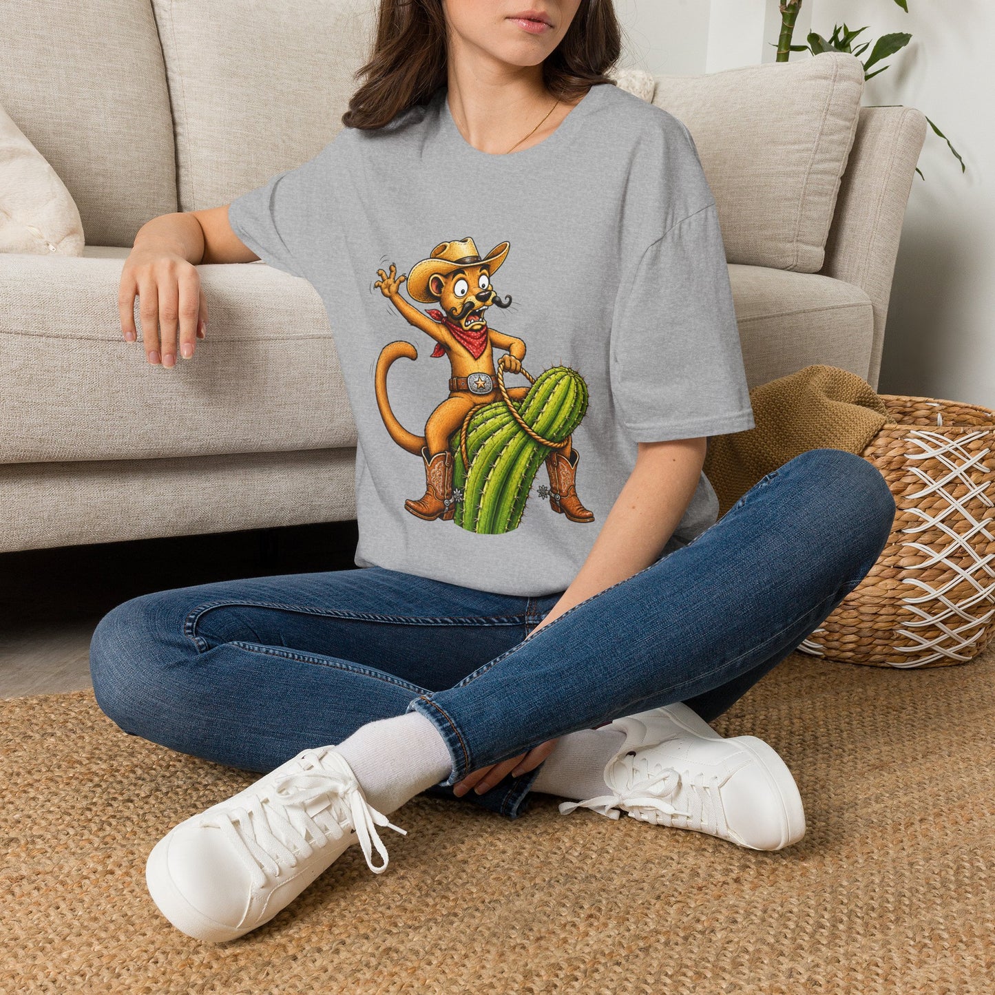 Fossa Cowboy T-Shirt — Funny Western Fossa Riding Cactus Tee