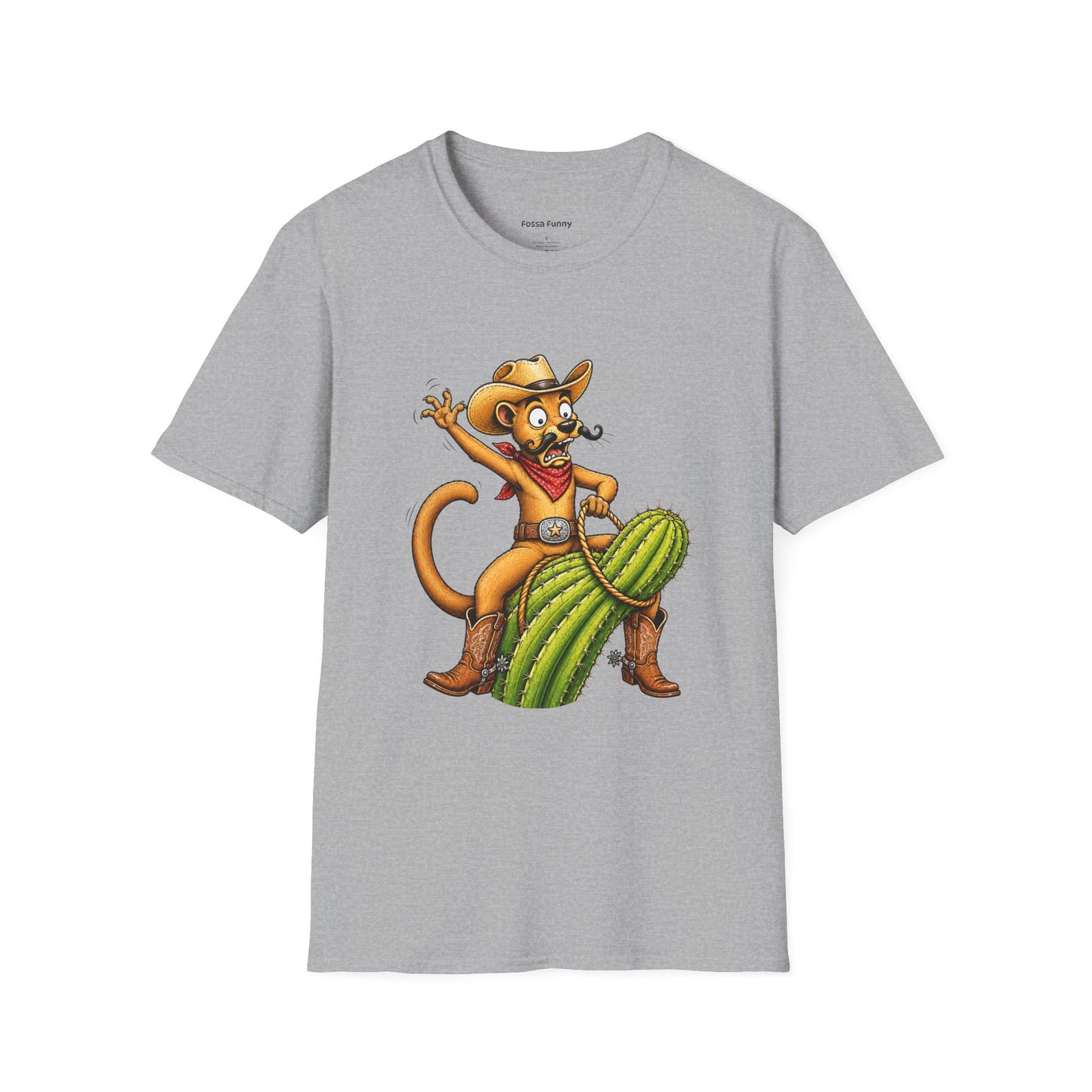 Fossa Cowboy T-Shirt — Funny Western Fossa Riding Cactus Tee
