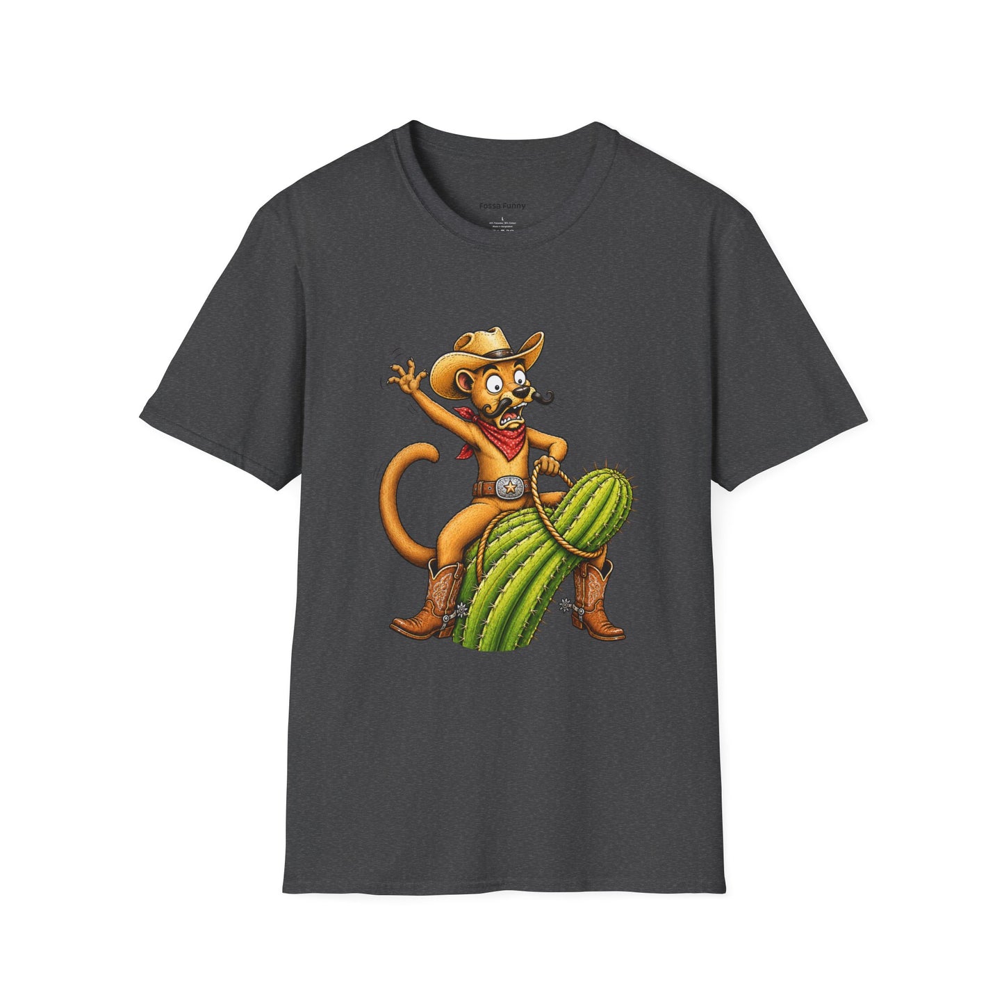 Fossa Cowboy T-Shirt — Funny Western Fossa Riding Cactus Tee