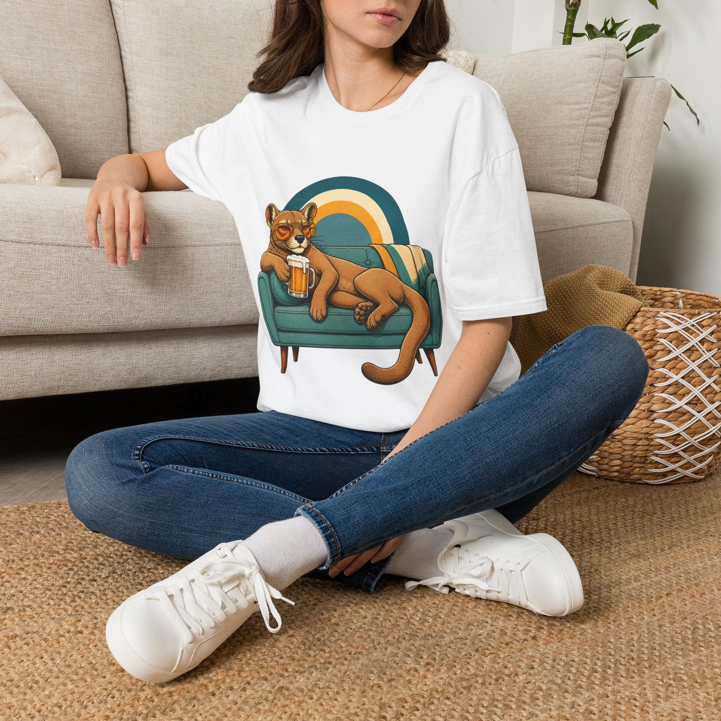 Lazy Fossa T-Shirt — Retro Fossa on Sofa Graphic Tee