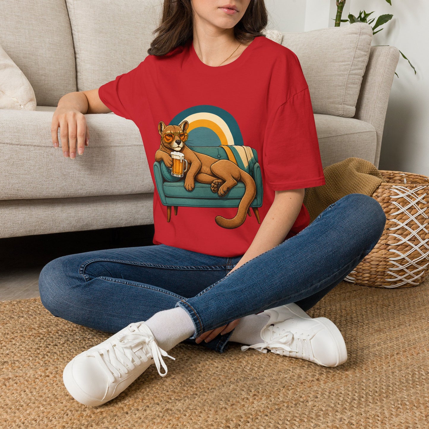 Lazy Fossa T-Shirt — Retro Fossa on Sofa Graphic Tee
