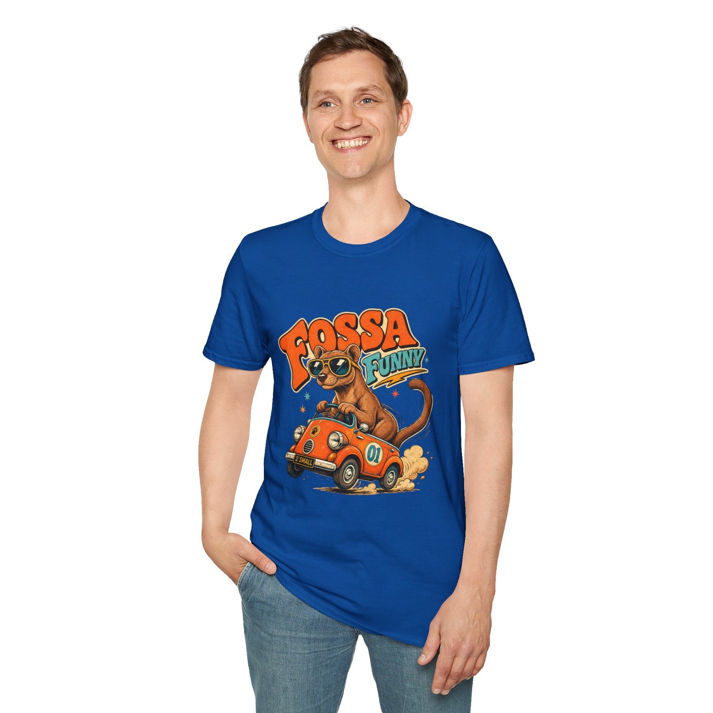 Fossa Funny Graphic T-Shirt — Cute Fossa Driving Vintage Design