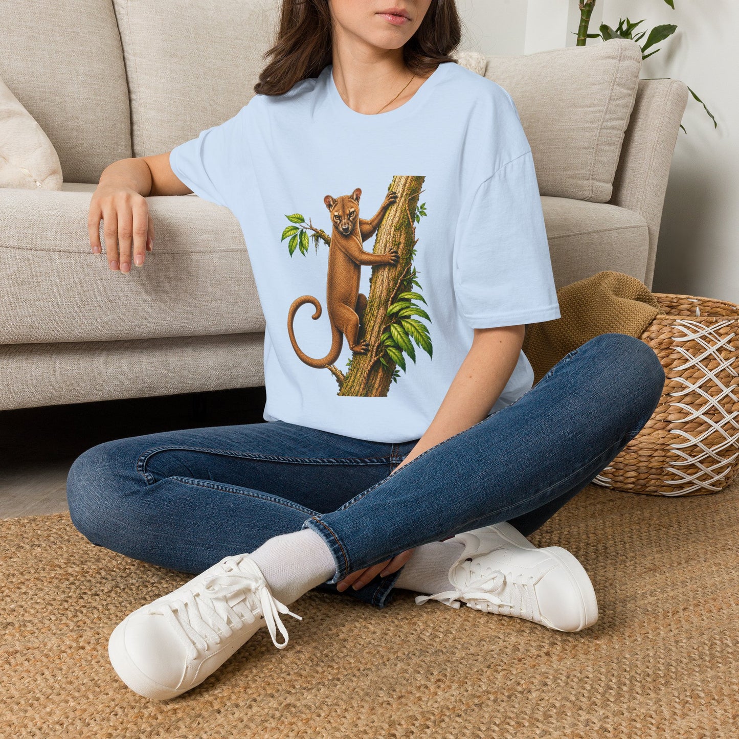 Climbing Fossa T-Shirt — Cute Madagascar Wildlife Graphic Tee