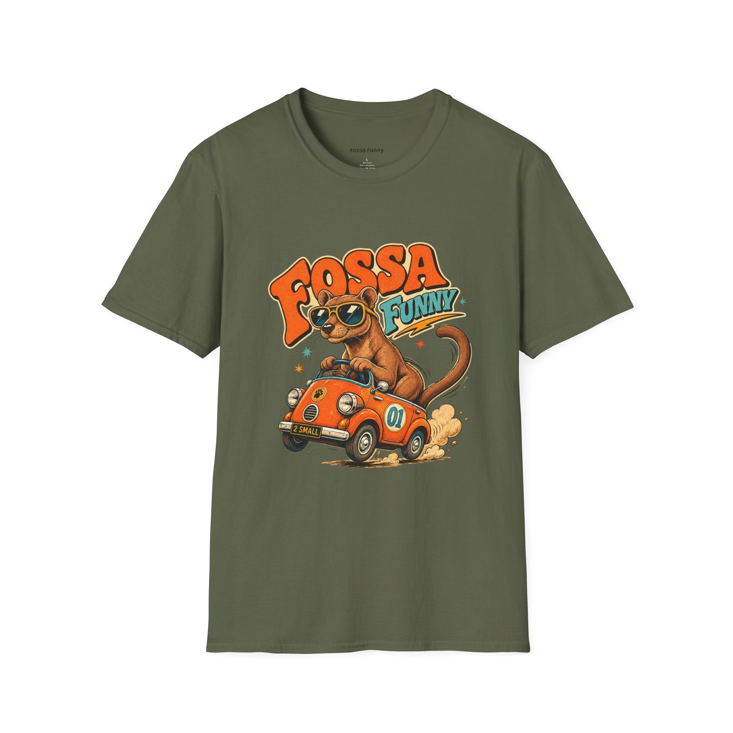 Fossa Funny Graphic T-Shirt — Cute Fossa Driving Vintage Design