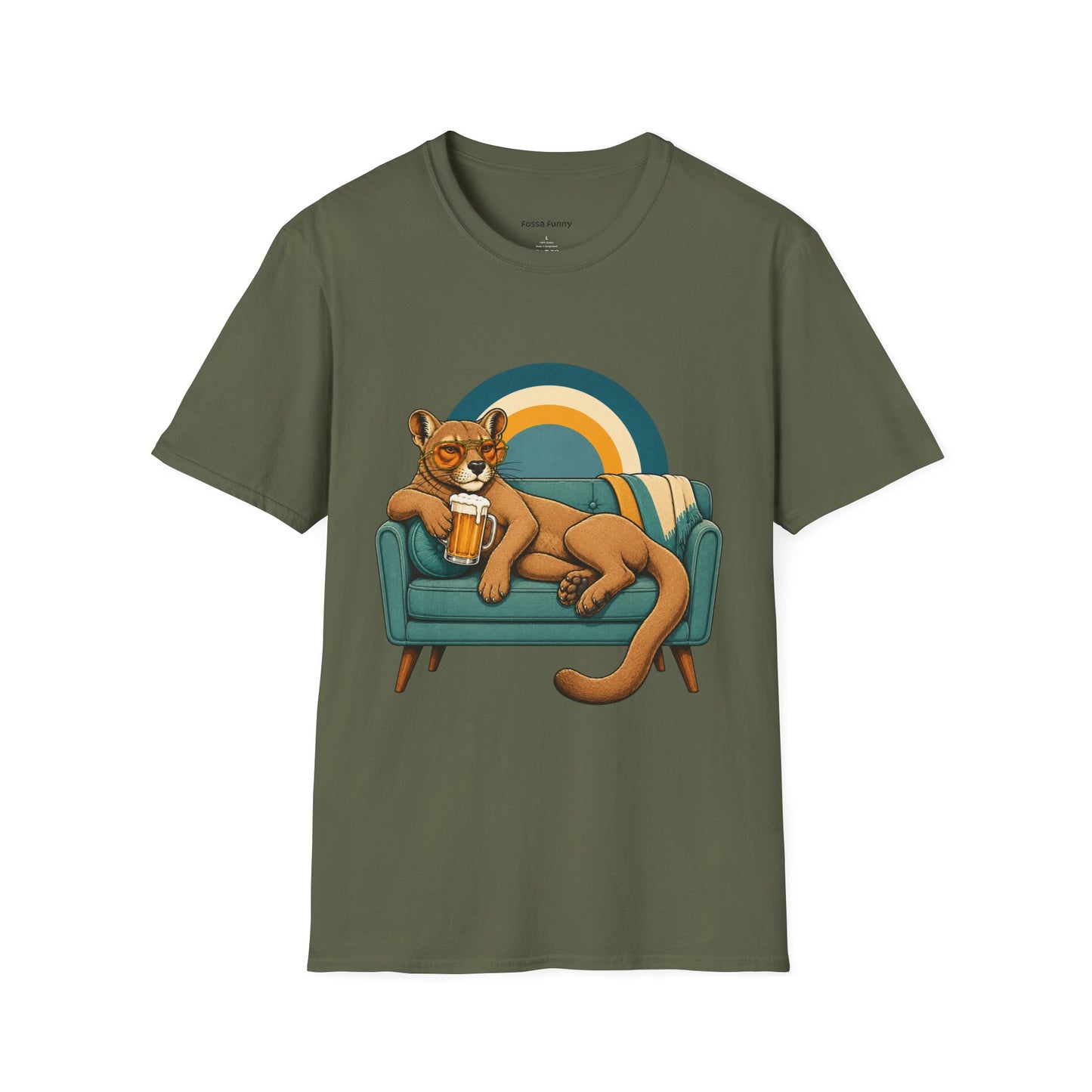 Lazy Fossa T-Shirt — Retro Fossa on Sofa Graphic Tee