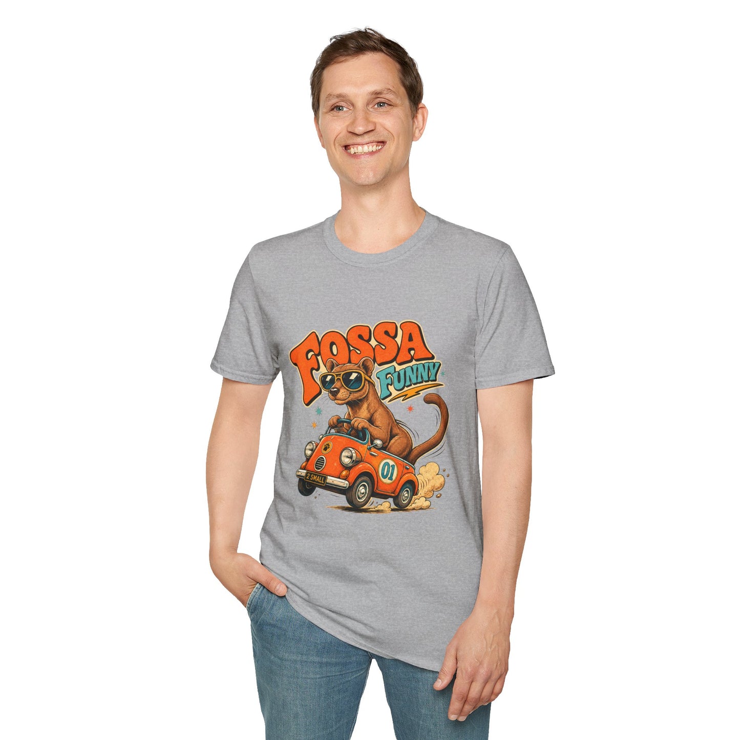 Fossa Funny Graphic T-Shirt — Cute Fossa Driving Vintage Design