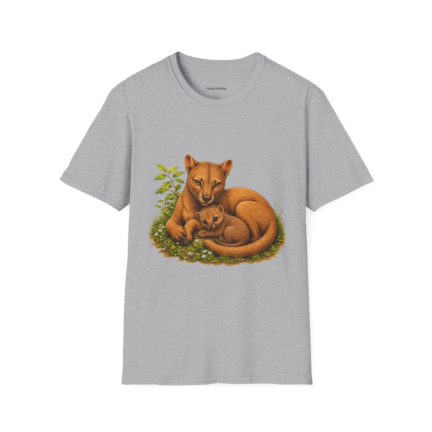 Protective Mama Fossa T-Shirt — A soft and heartwarming design celebrating the love between a mother and her baby
