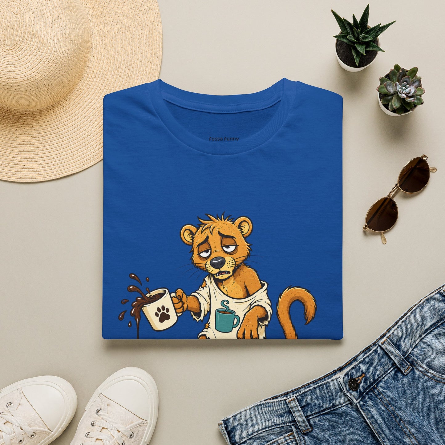 Coffee Powered Fossa T-Shirt — Funny Loading Animal Graphic Tee