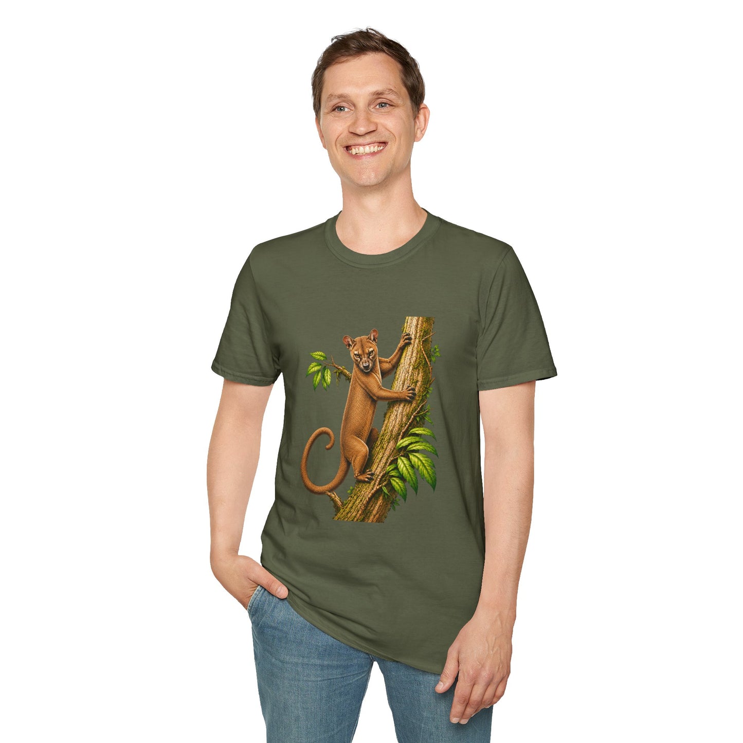 Climbing Fossa T-Shirt — Cute Madagascar Wildlife Graphic Tee