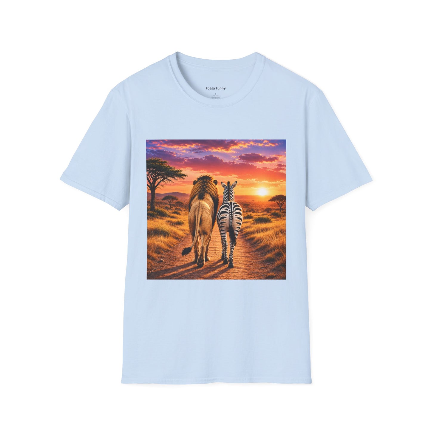 Lion and Zebra Sunset T-Shirt — African Safari Wildlife Graphic Tee
