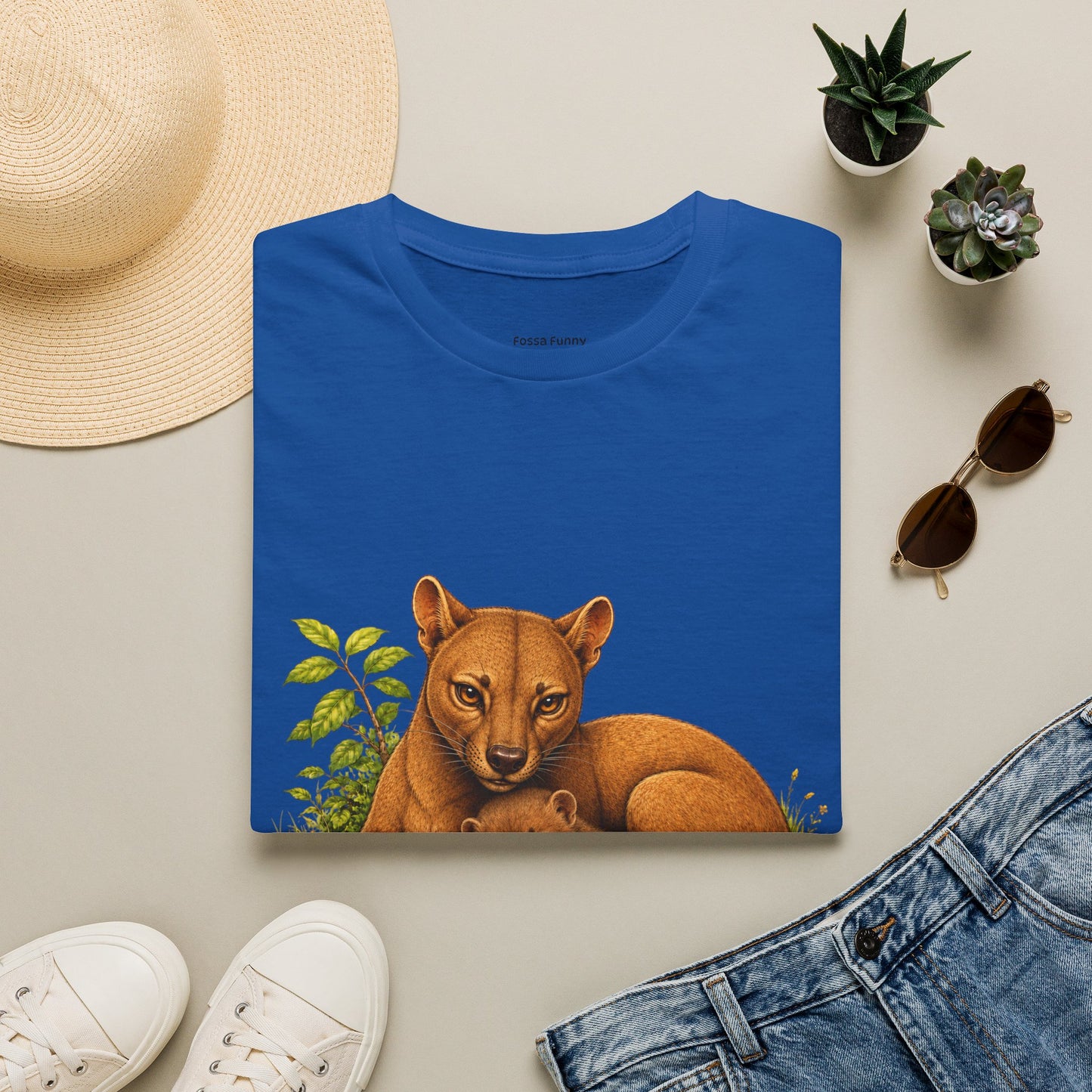 Protective Mama Fossa T-Shirt — A soft and heartwarming design celebrating the love between a mother and her baby