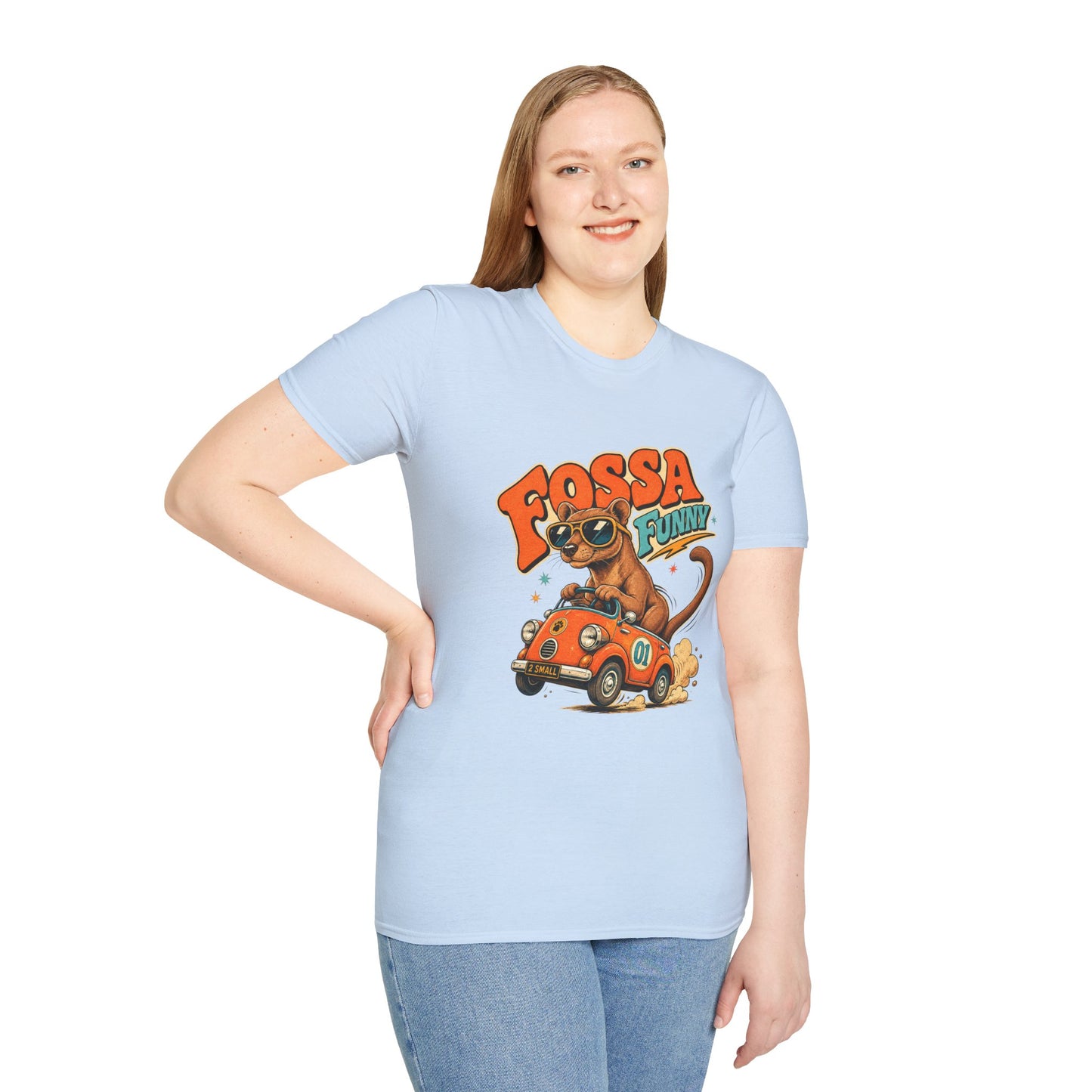 Fossa Funny Graphic T-Shirt — Cute Fossa Driving Vintage Design