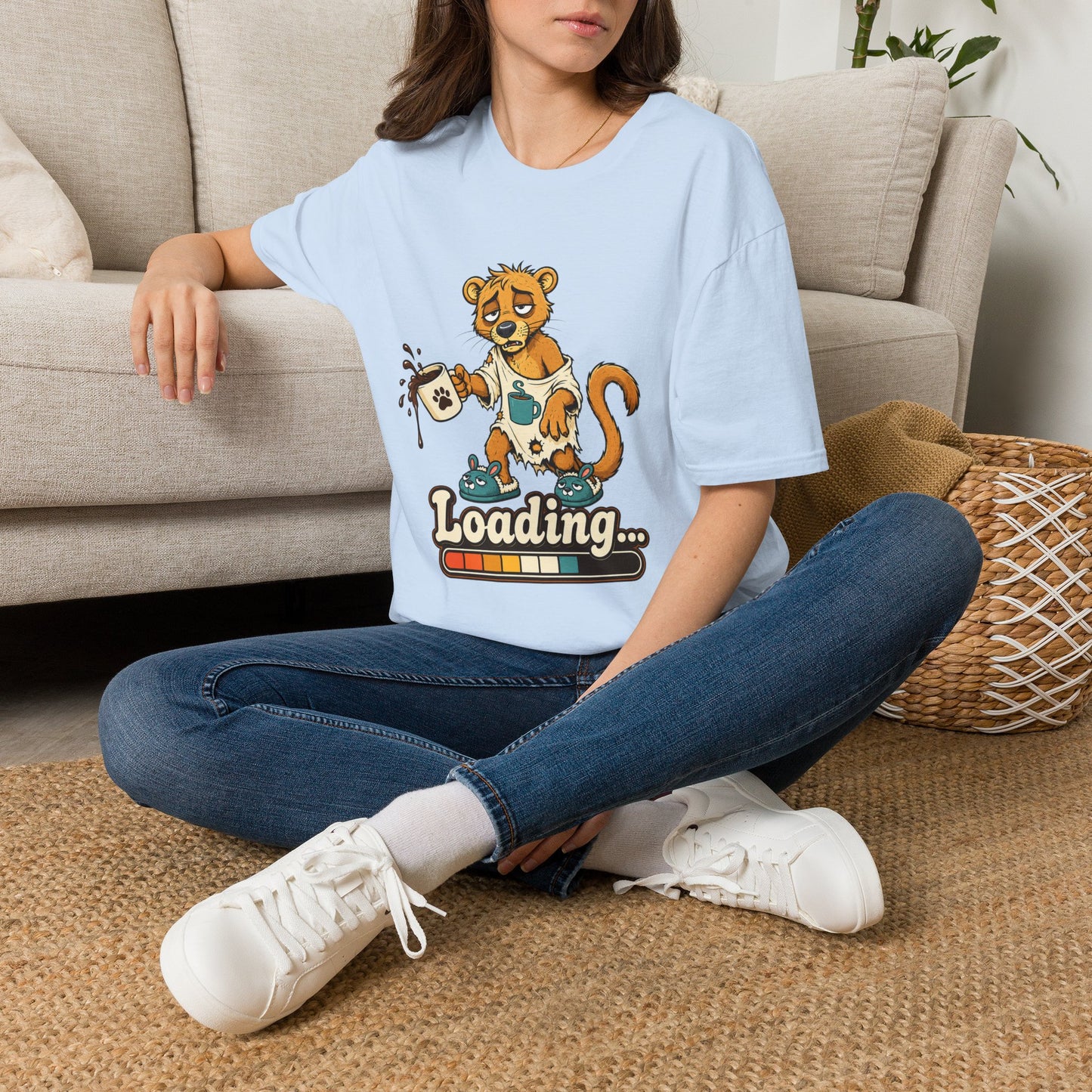 Coffee Powered Fossa T-Shirt — Funny Loading Animal Graphic Tee