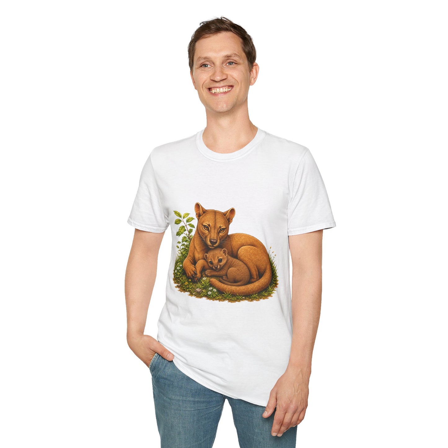 Protective Mama Fossa T-Shirt — A soft and heartwarming design celebrating the love between a mother and her baby