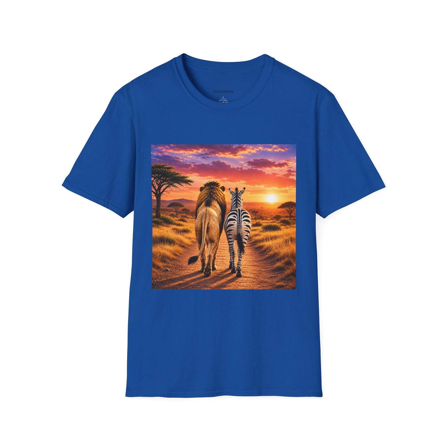 Lion and Zebra Sunset T-Shirt — African Safari Wildlife Graphic Tee
