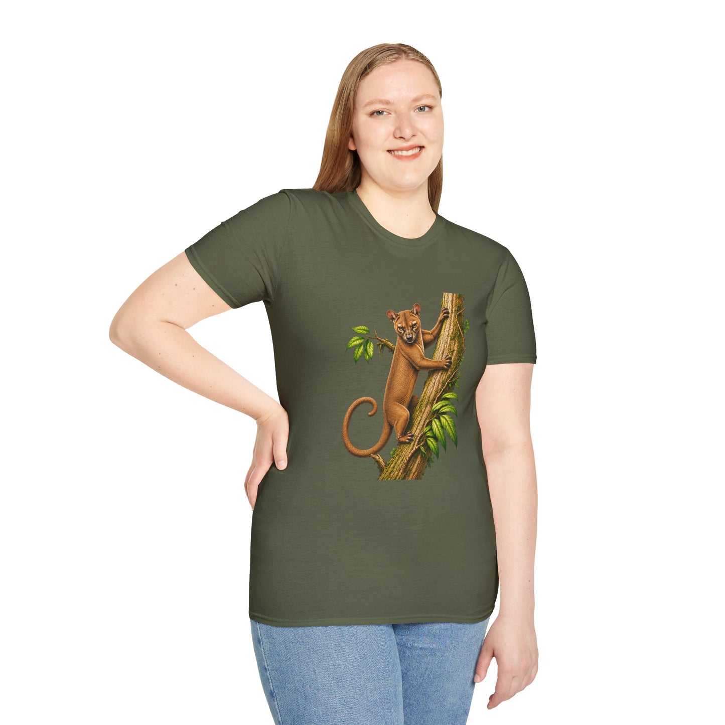Climbing Fossa T-Shirt — Cute Madagascar Wildlife Graphic Tee