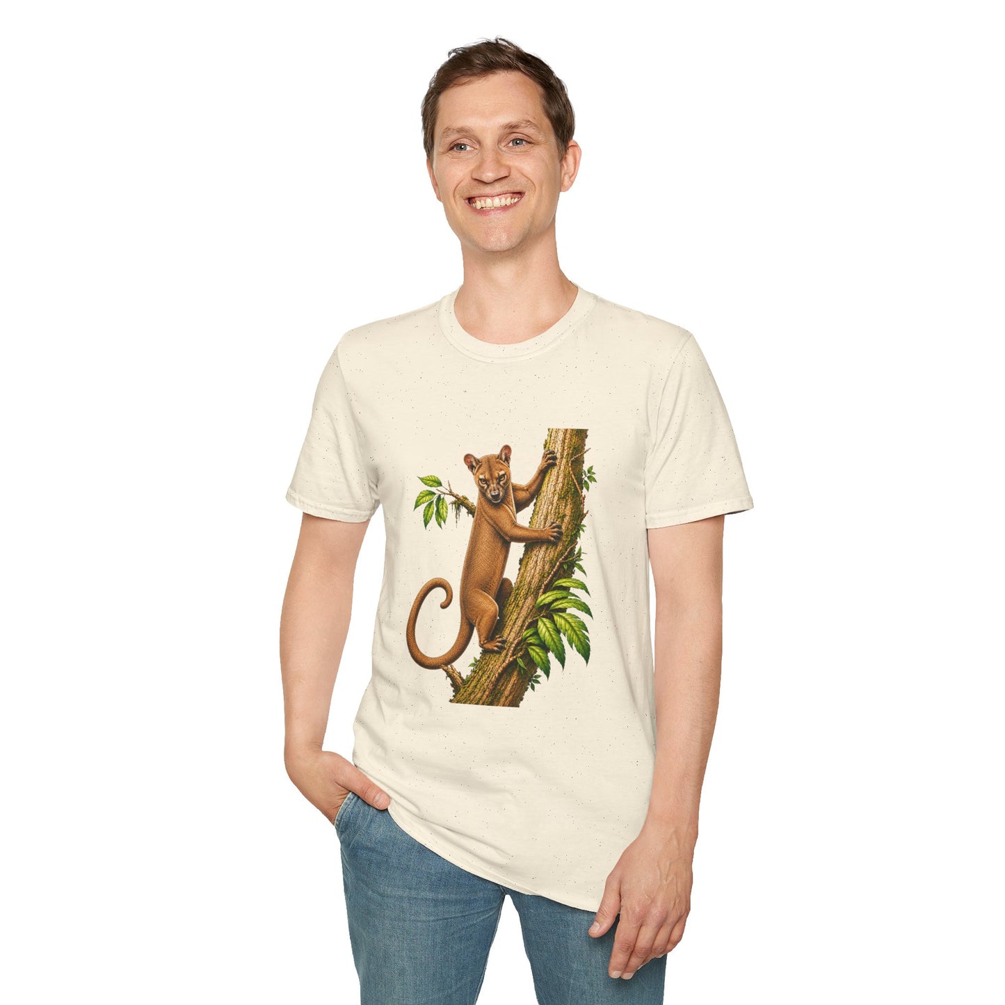 Climbing Fossa T-Shirt — Cute Madagascar Wildlife Graphic Tee