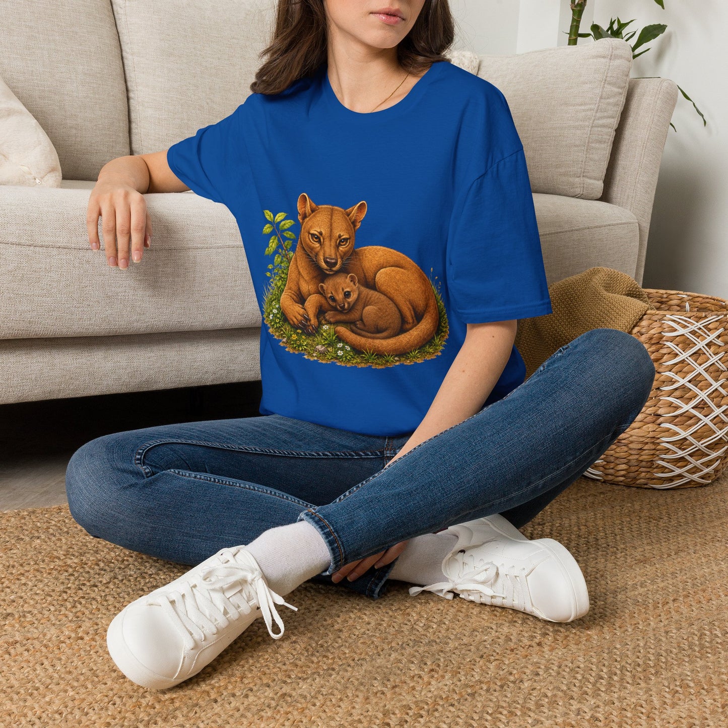 Protective Mama Fossa T-Shirt — A soft and heartwarming design celebrating the love between a mother and her baby