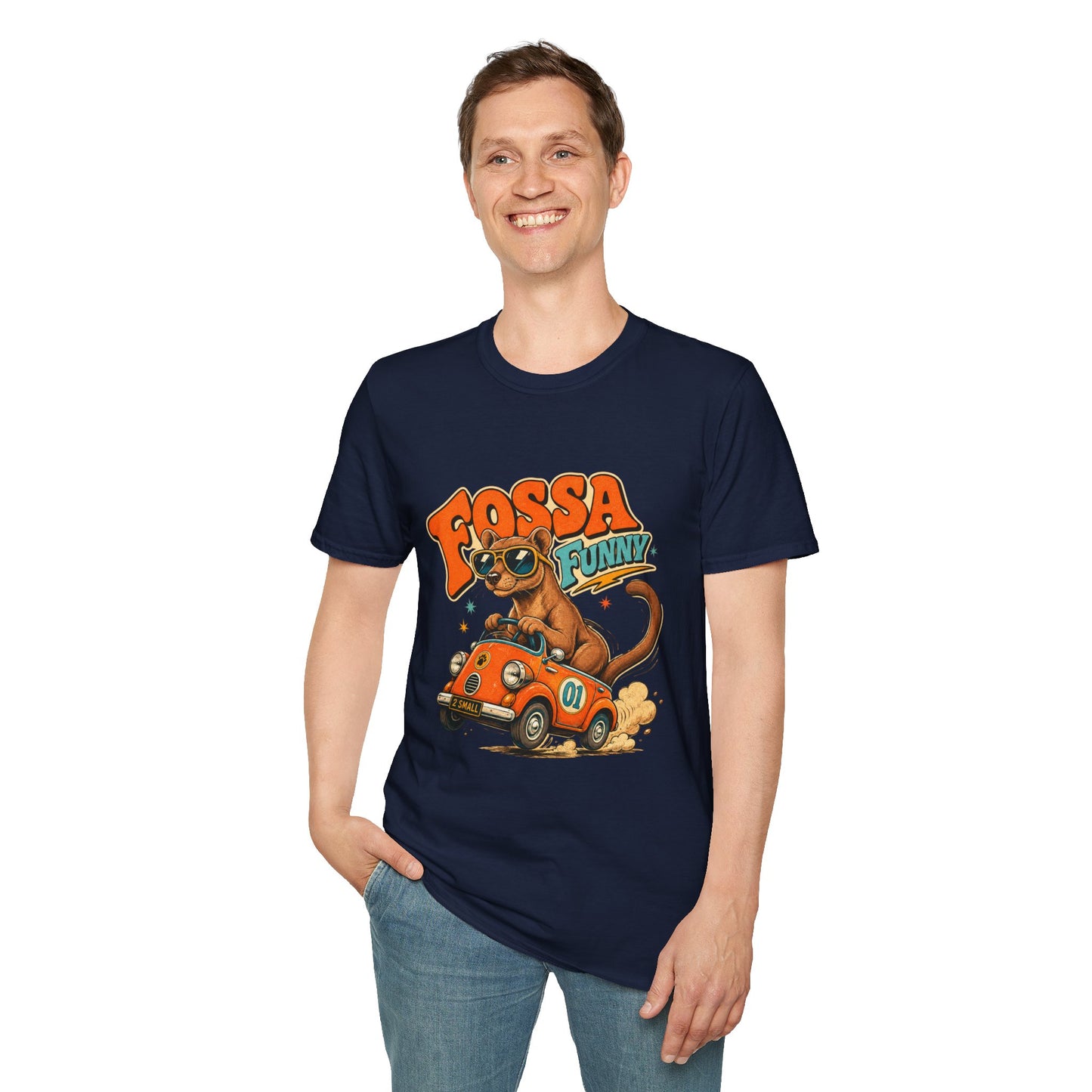 Fossa Funny Graphic T-Shirt — Cute Fossa Driving Vintage Design