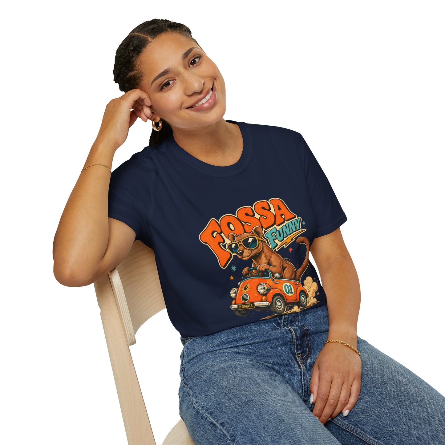 Fossa Funny Graphic T-Shirt — Cute Fossa Driving Vintage Design