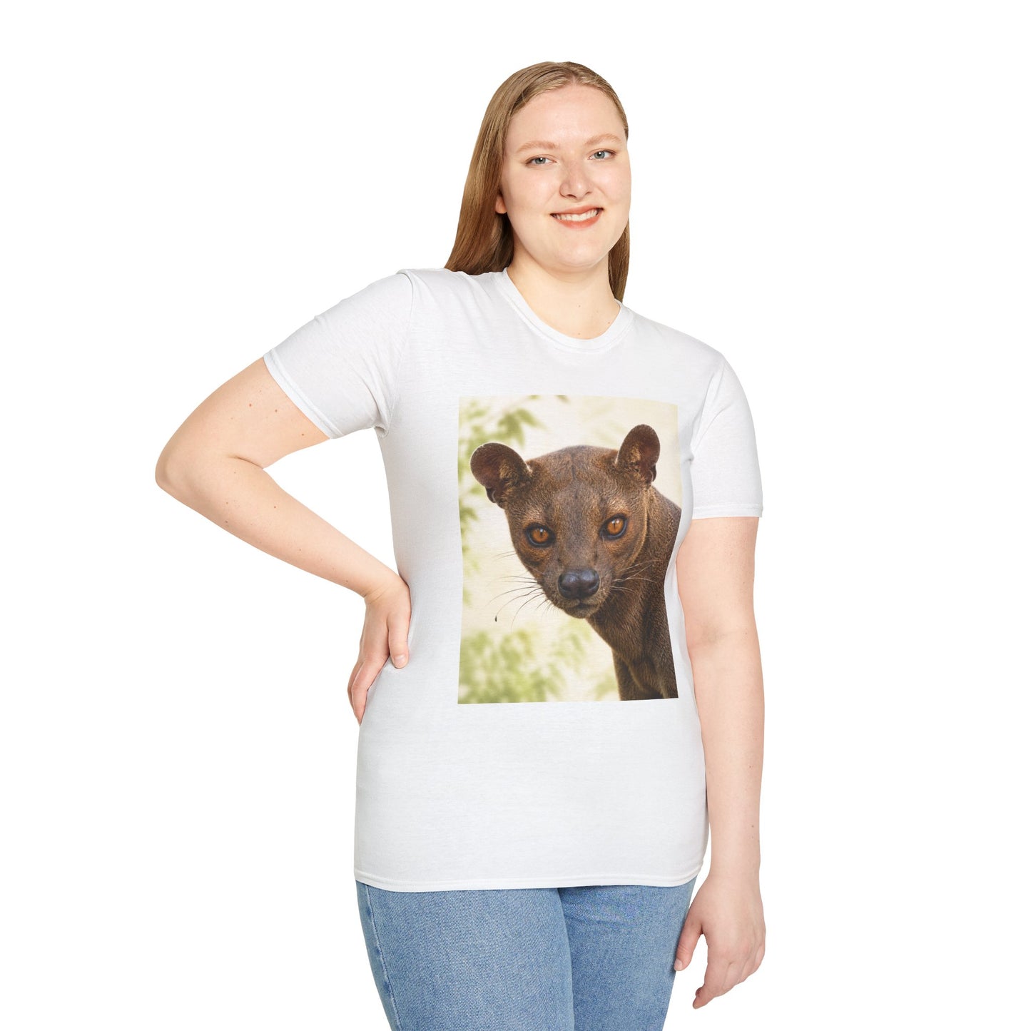 Realistic Fossa Portrait T-Shirt — Madagascar Wildlife Graphic Tee