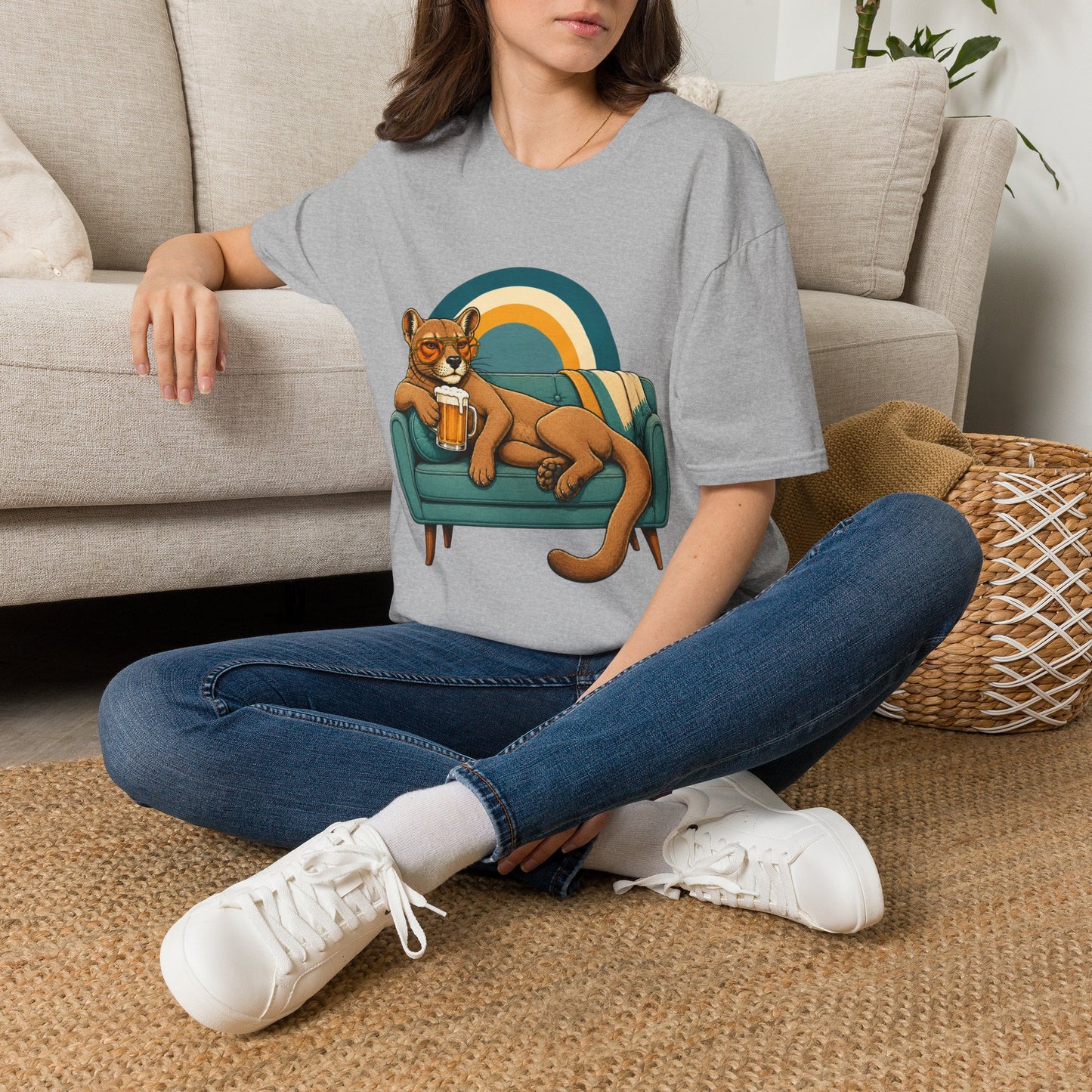Lazy Fossa T-Shirt — Retro Fossa on Sofa Graphic Tee