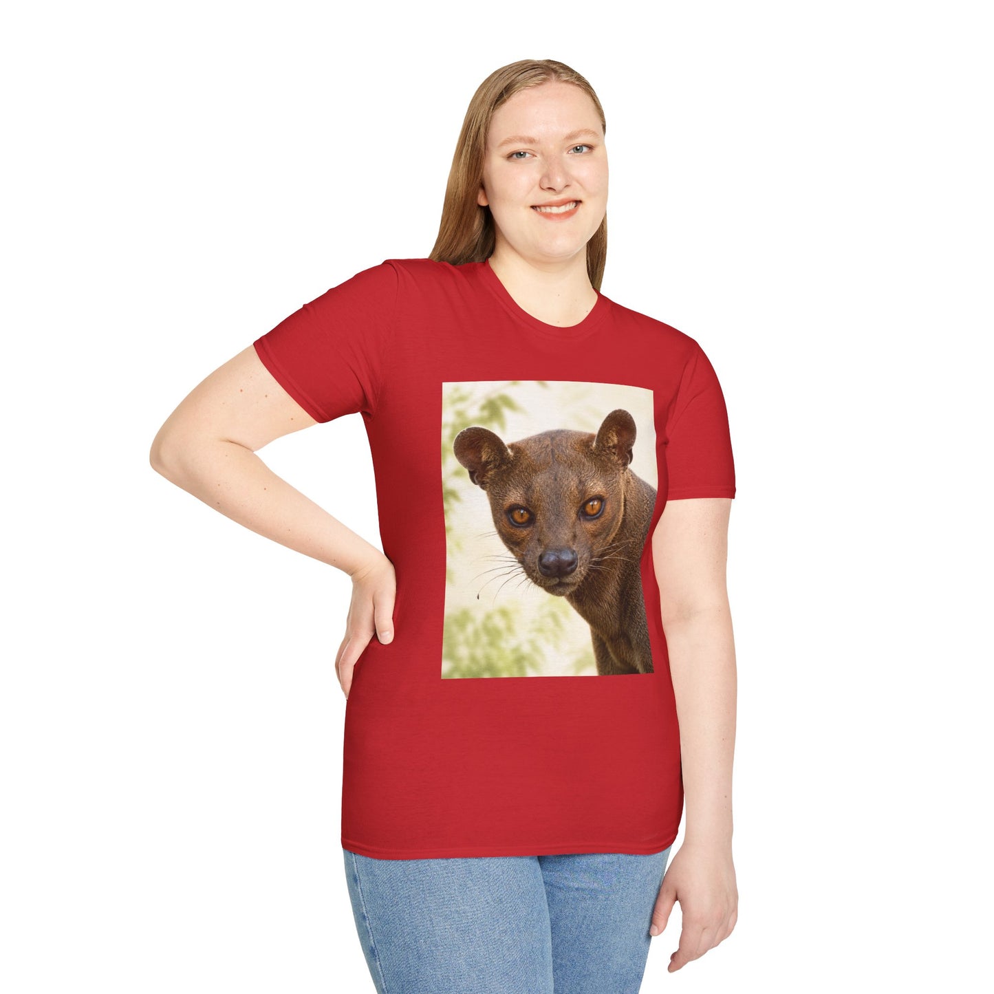 Realistic Fossa Portrait T-Shirt — Madagascar Wildlife Graphic Tee
