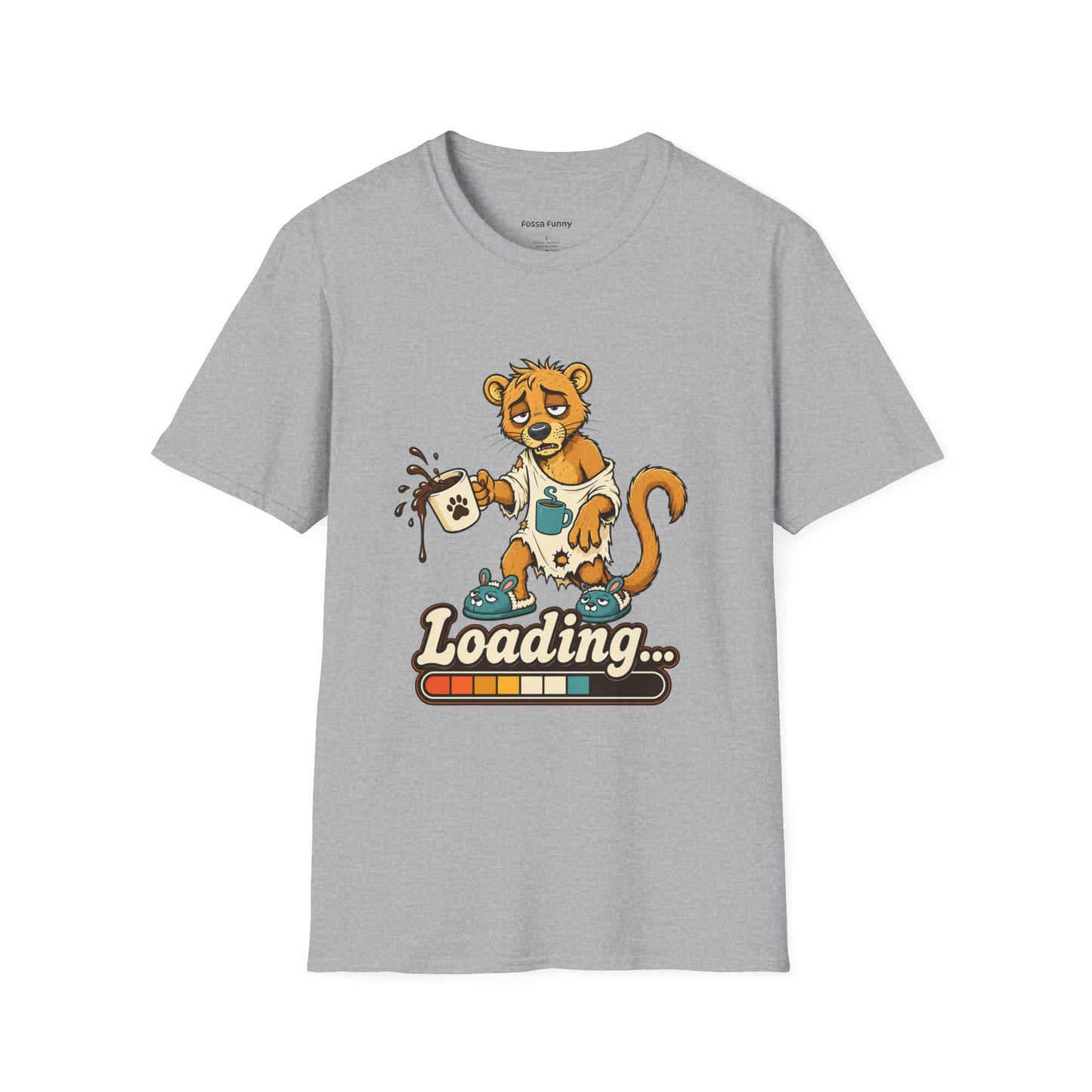 Coffee Powered Fossa T-Shirt — Funny Loading Animal Graphic Tee