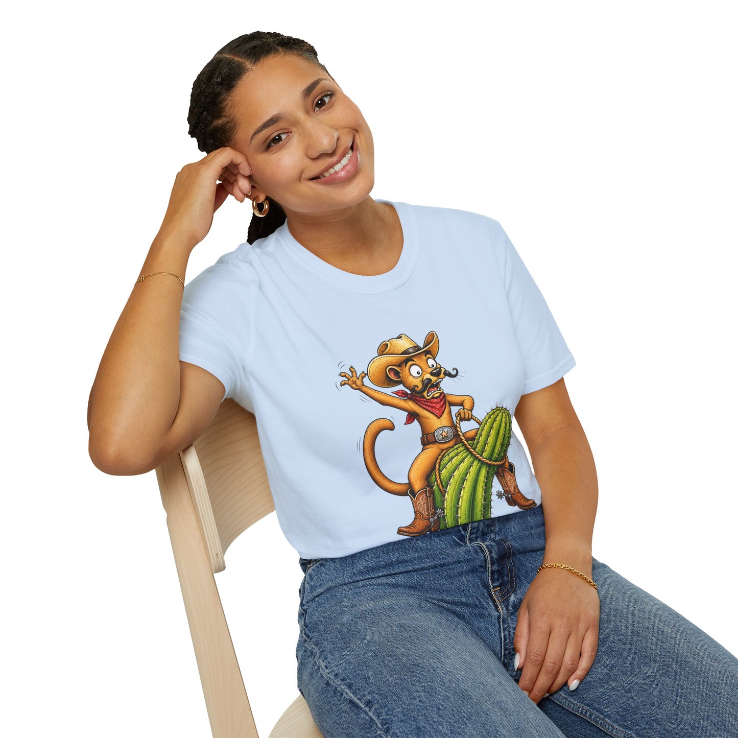 Fossa Cowboy T-Shirt — Funny Western Fossa Riding Cactus Tee