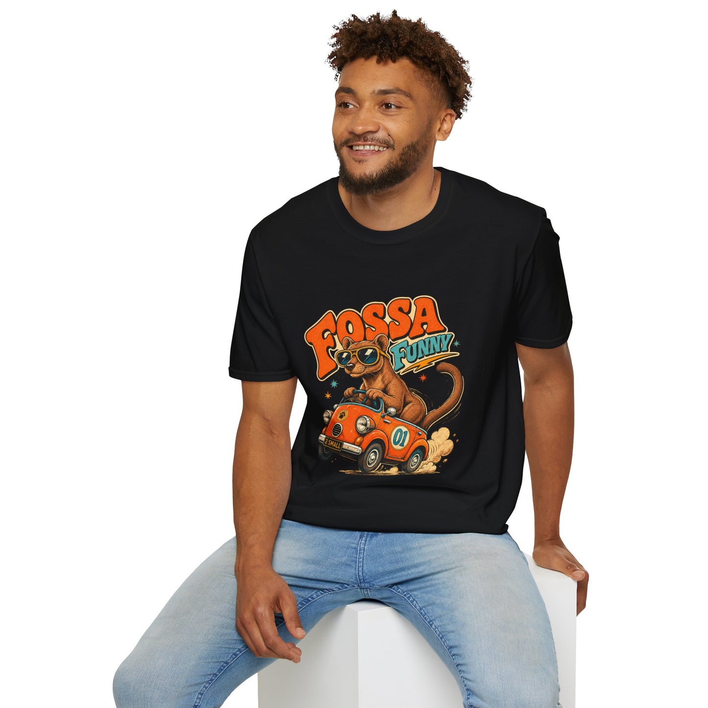 Fossa Funny Graphic T-Shirt — Cute Fossa Driving Vintage Design