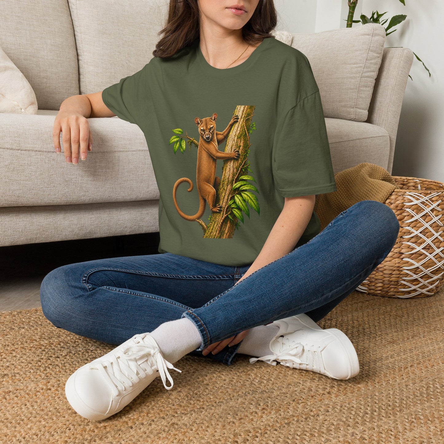 Climbing Fossa T-Shirt — Cute Madagascar Wildlife Graphic Tee