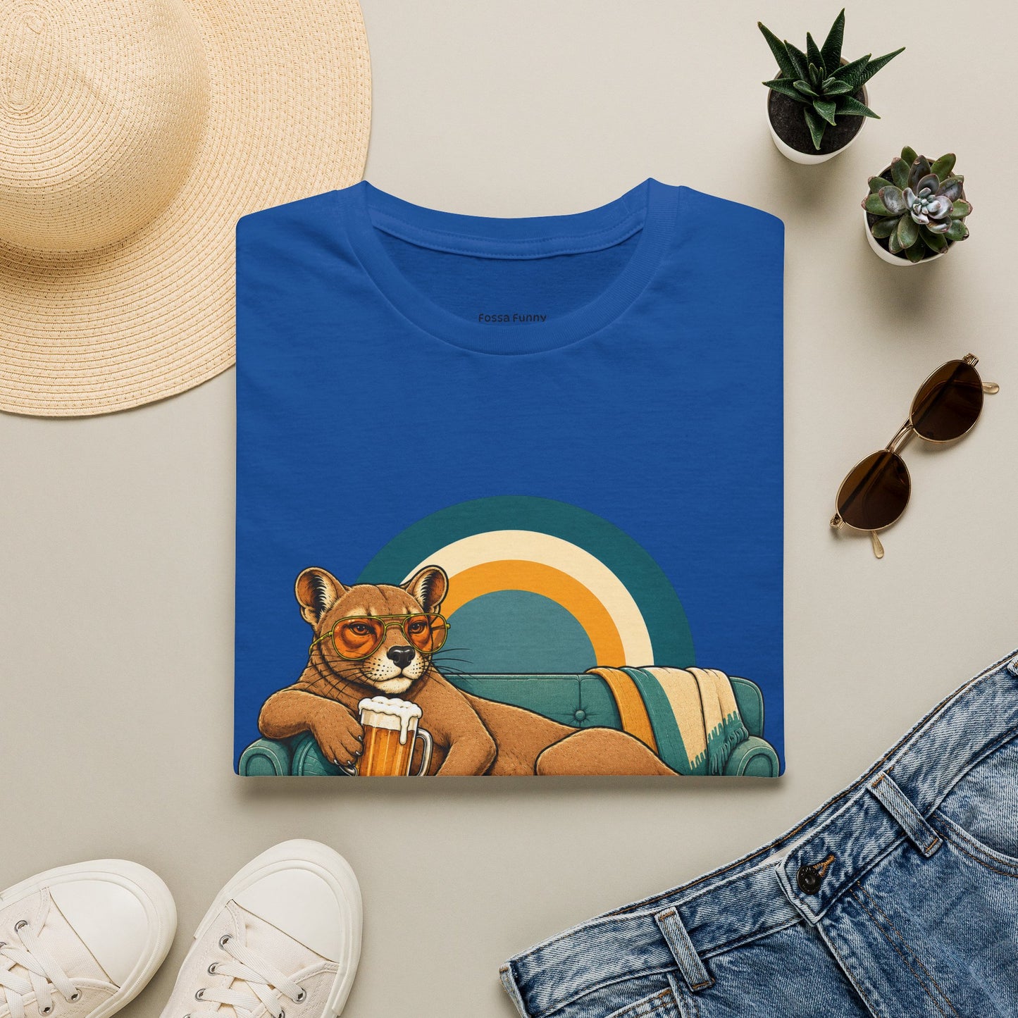 Lazy Fossa T-Shirt — Retro Fossa on Sofa Graphic Tee