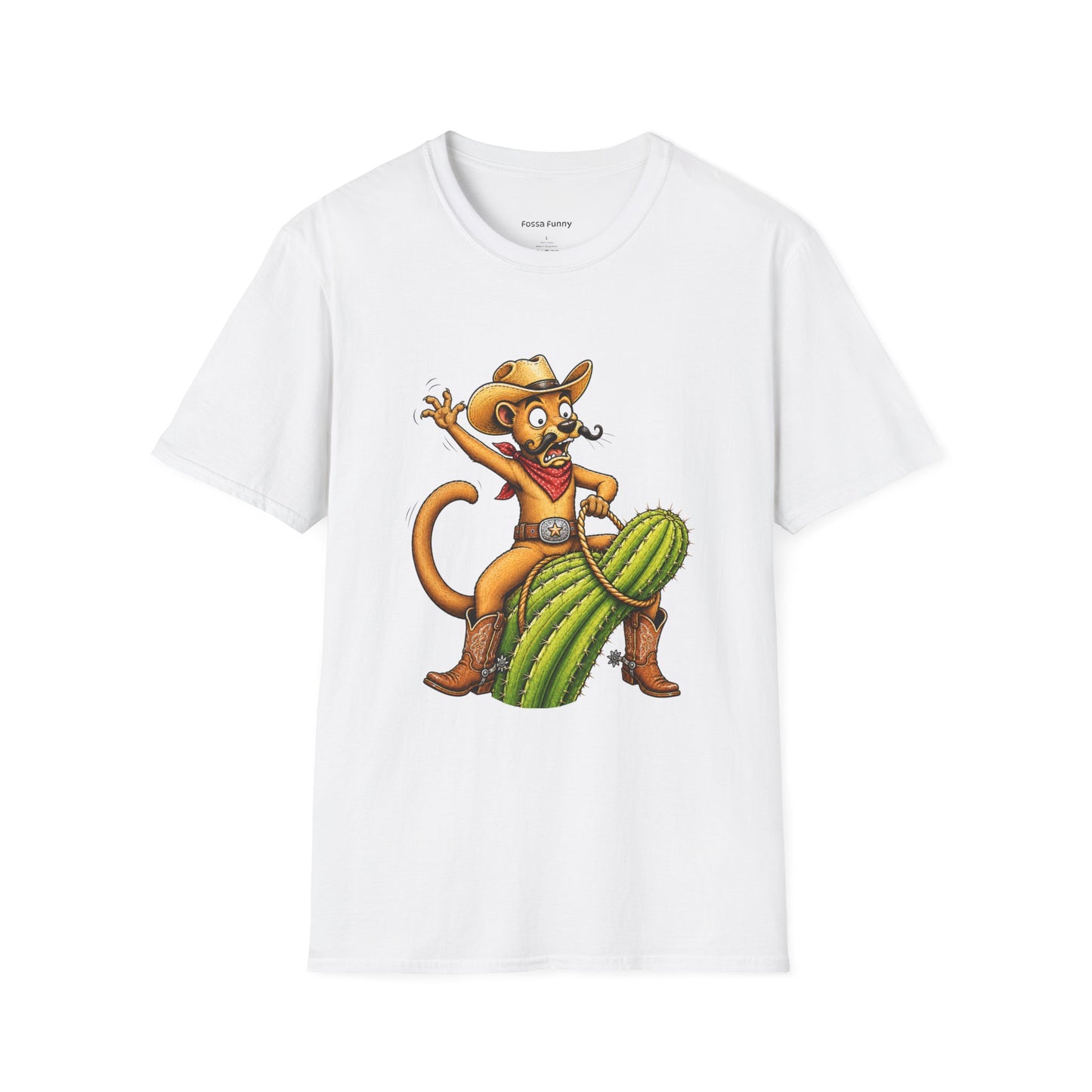 Fossa Cowboy T-Shirt — Funny Western Fossa Riding Cactus Tee