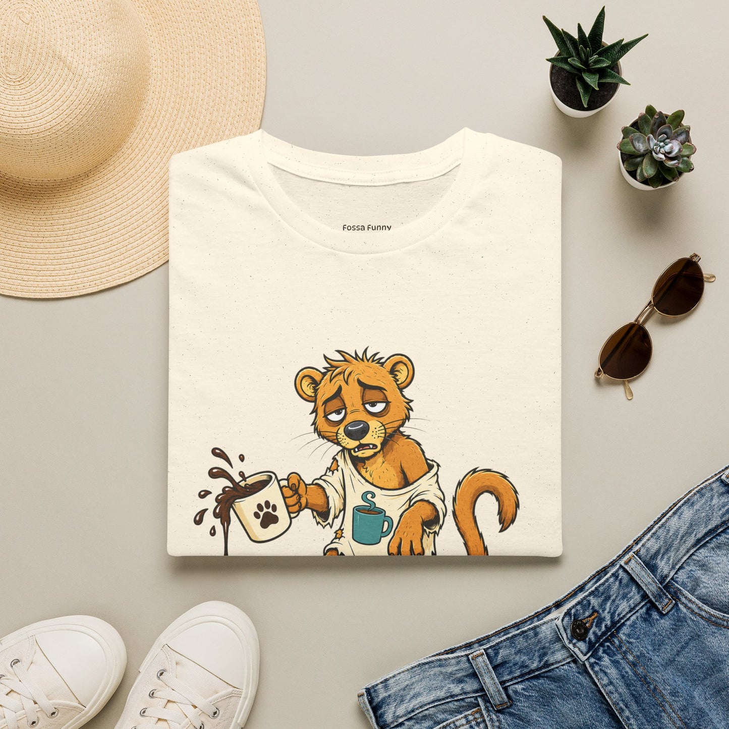 Coffee Powered Fossa T-Shirt — Funny Loading Animal Graphic Tee