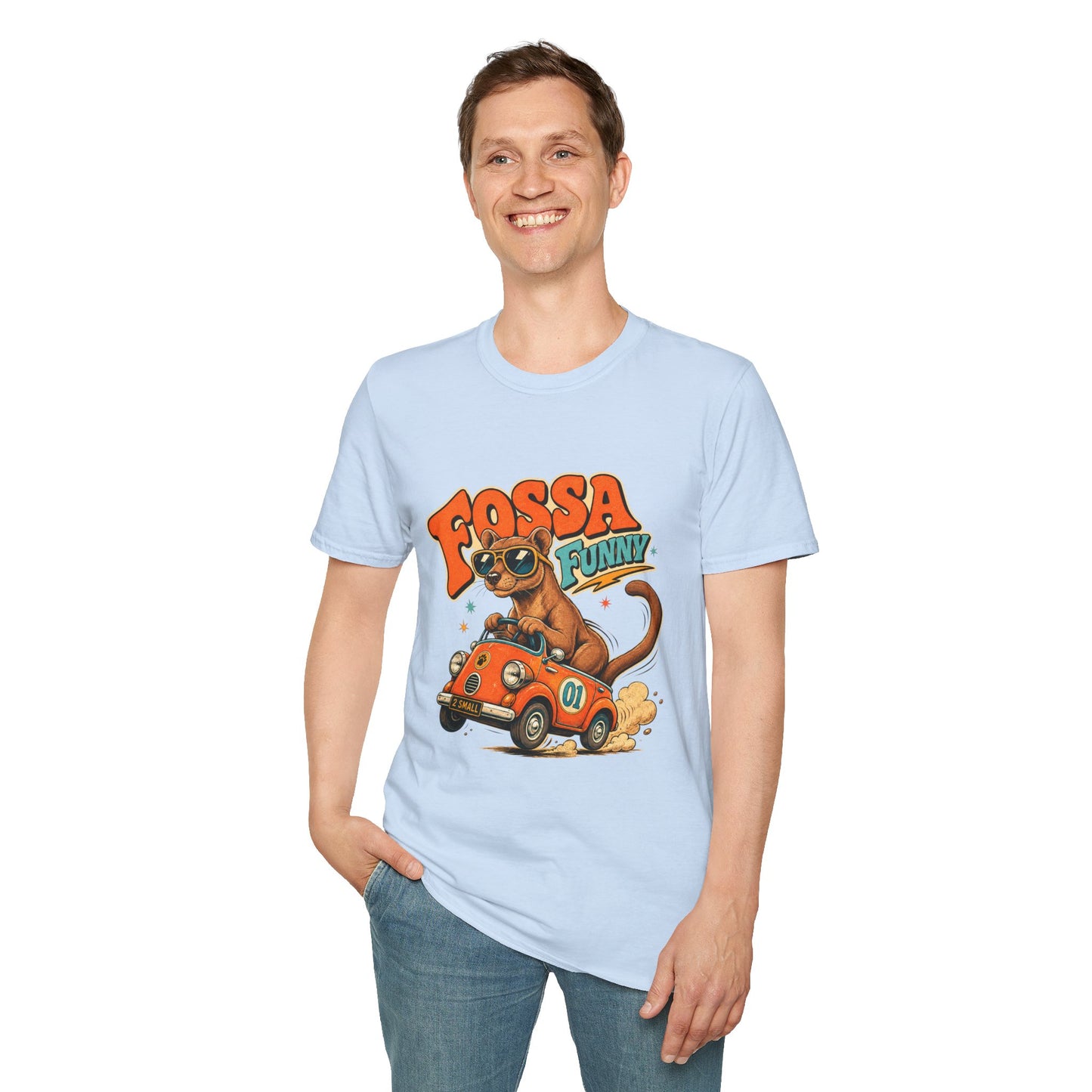 Fossa Funny Graphic T-Shirt — Cute Fossa Driving Vintage Design