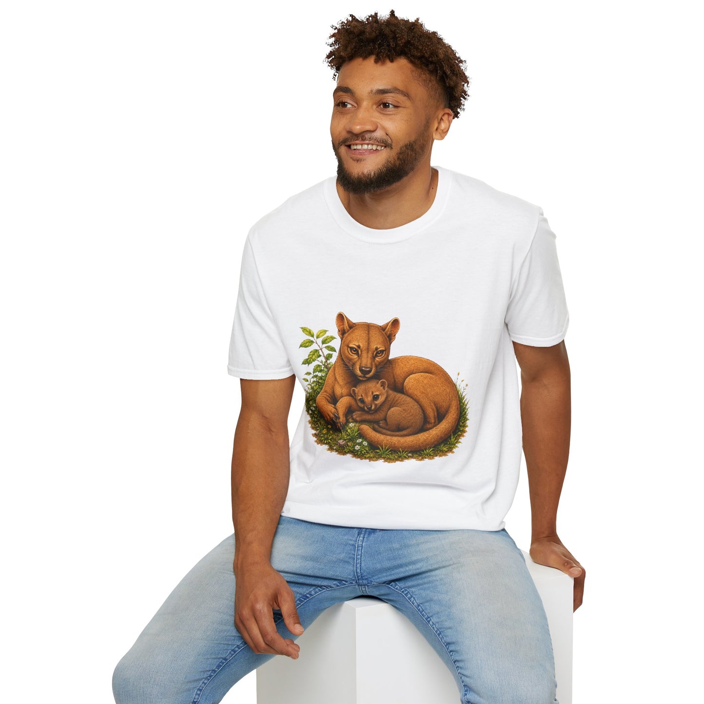 Protective Mama Fossa T-Shirt — A soft and heartwarming design celebrating the love between a mother and her baby