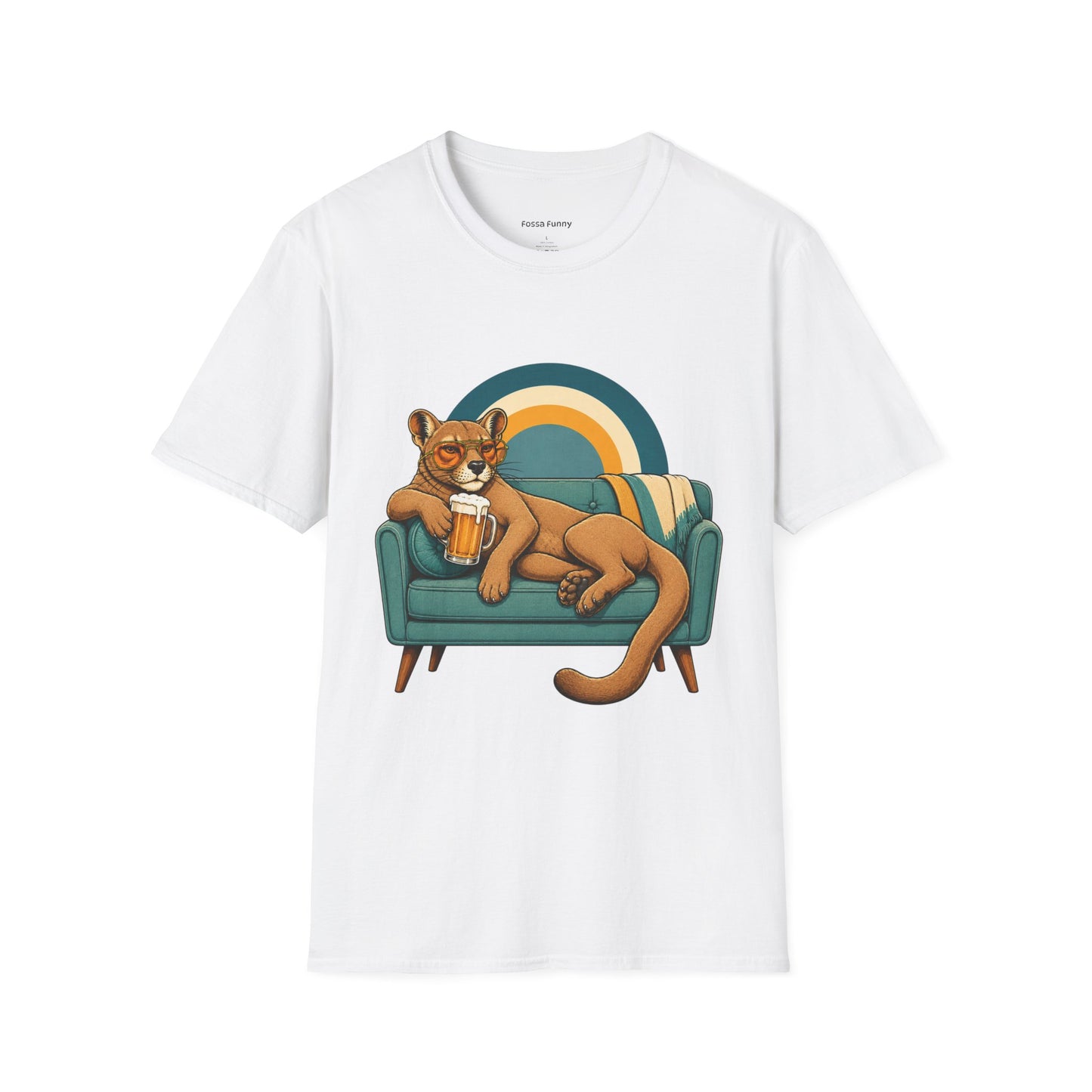 Lazy Fossa T-Shirt — Retro Fossa on Sofa Graphic Tee