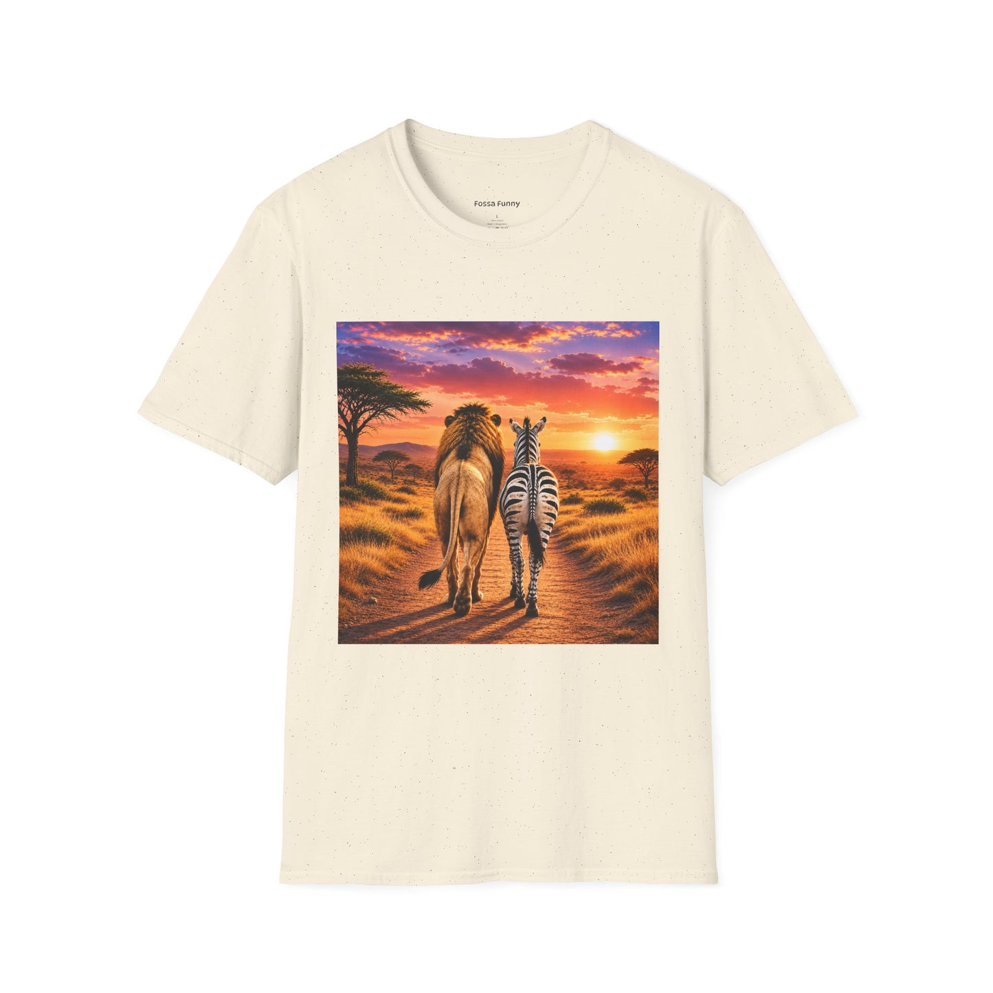 Lion and Zebra Sunset T-Shirt — African Safari Wildlife Graphic Tee