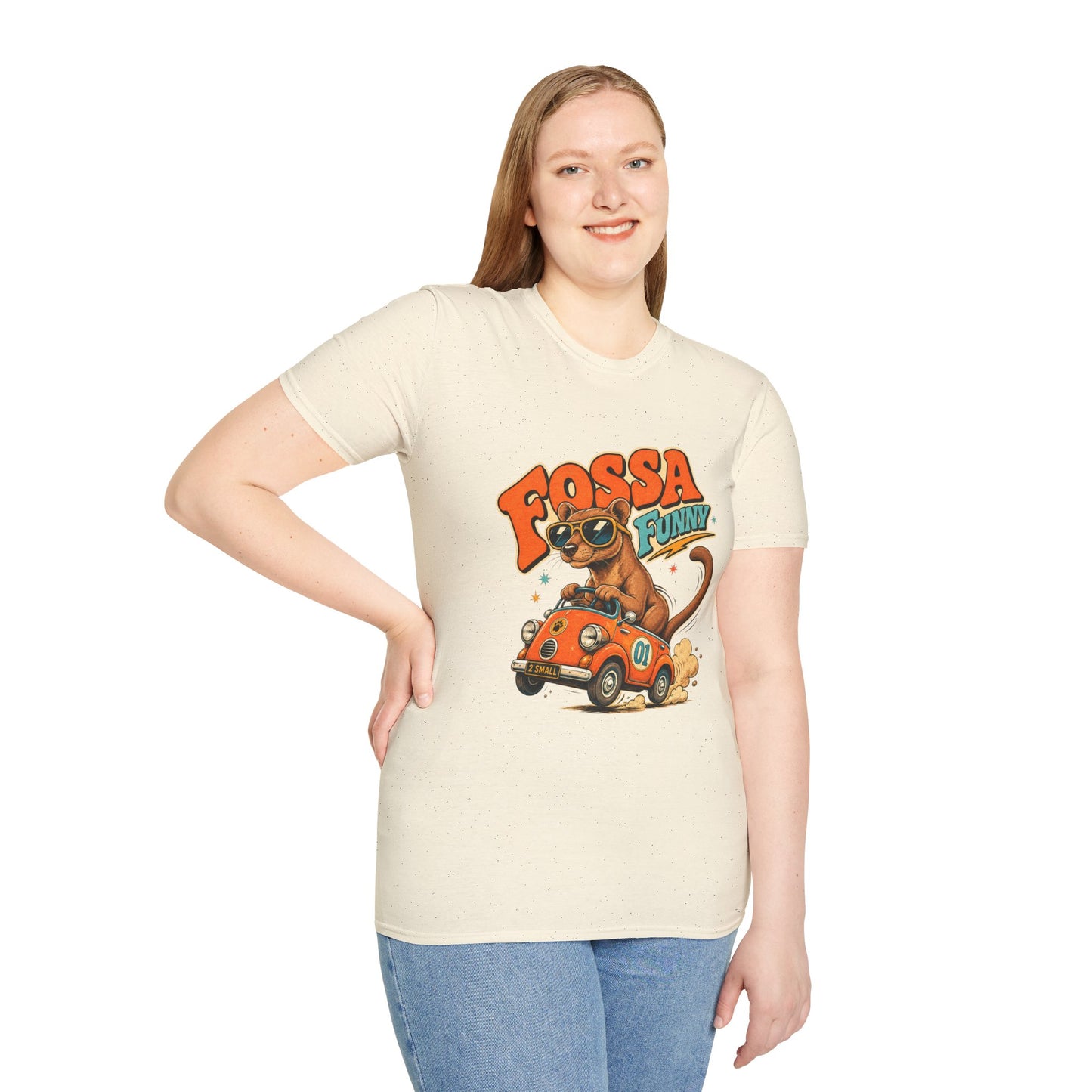 Fossa Funny Graphic T-Shirt — Cute Fossa Driving Vintage Design