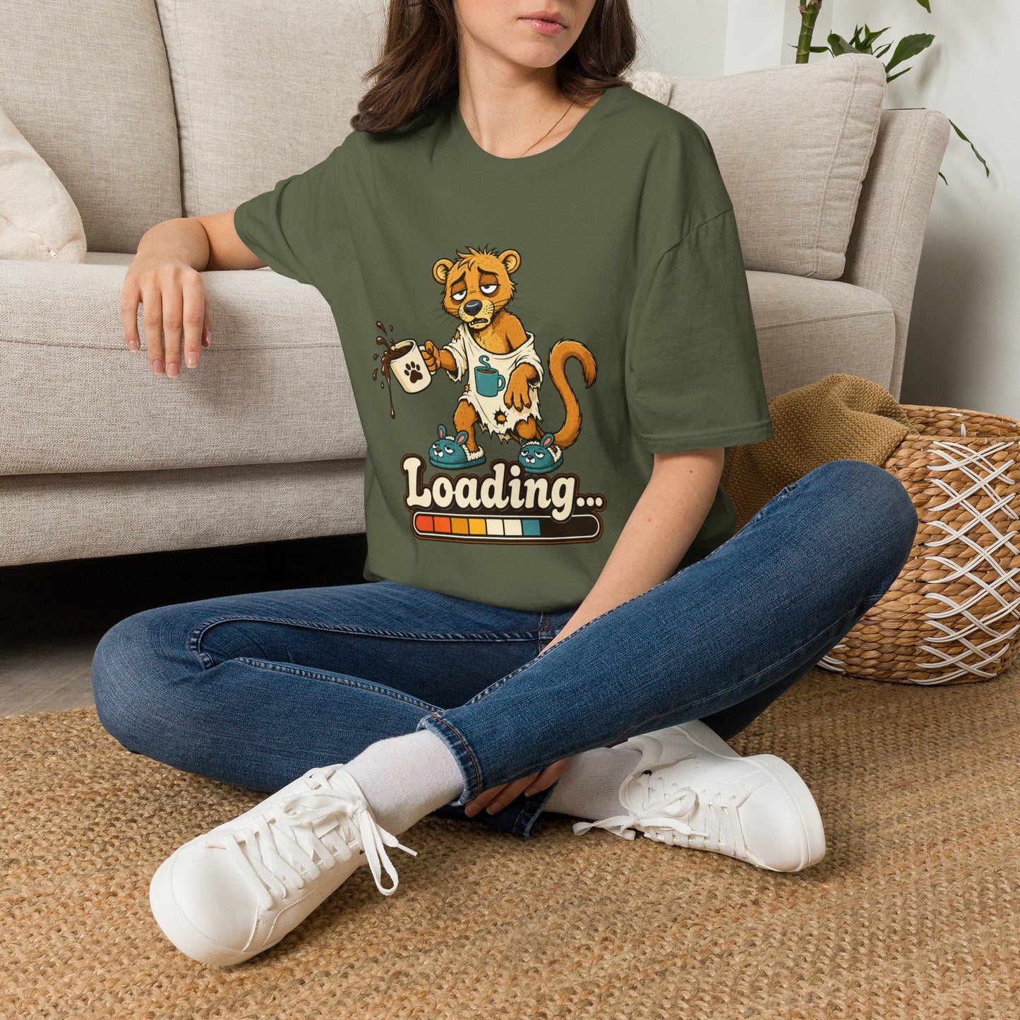 Coffee Powered Fossa T-Shirt — Funny Loading Animal Graphic Tee
