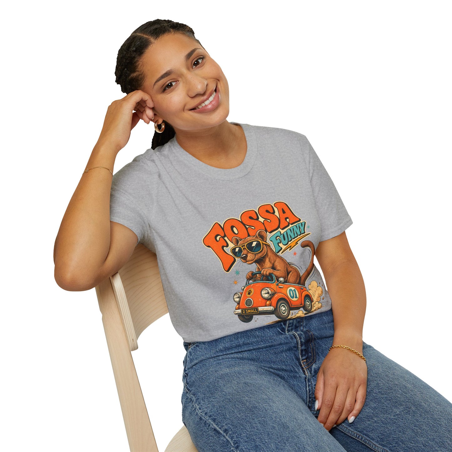 Fossa Funny Graphic T-Shirt — Cute Fossa Driving Vintage Design