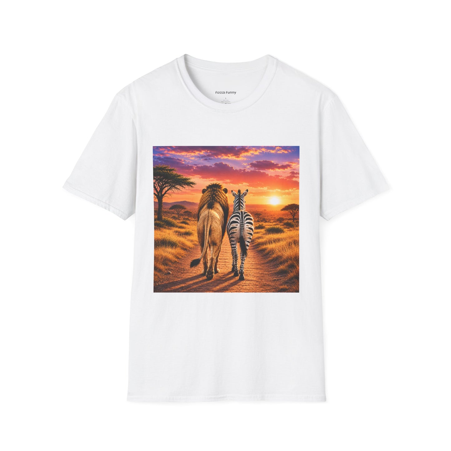 Lion and Zebra Sunset T-Shirt — African Safari Wildlife Graphic Tee